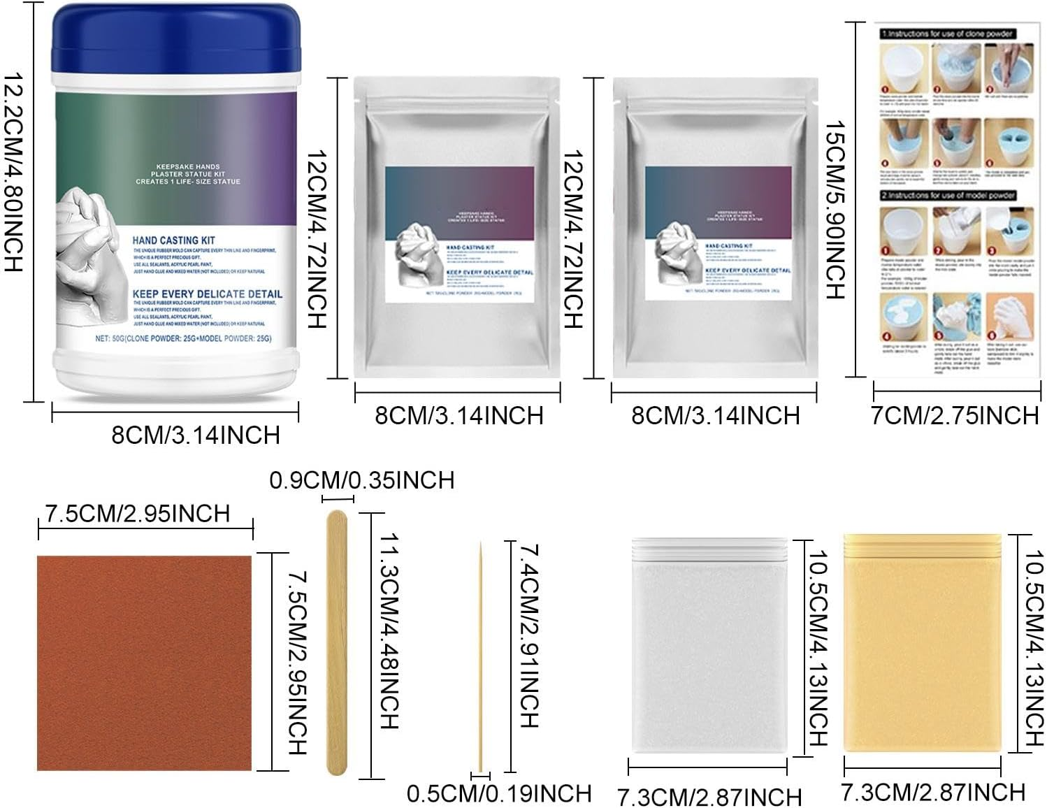 Qikam Hand Mold Kit Couples | Hand Hold Casting Kit,Safe Alginate Molding Powder, Mold-Maker for Hand Sculptures for Couples, Adults, Children, Wedding, Friends image number 2