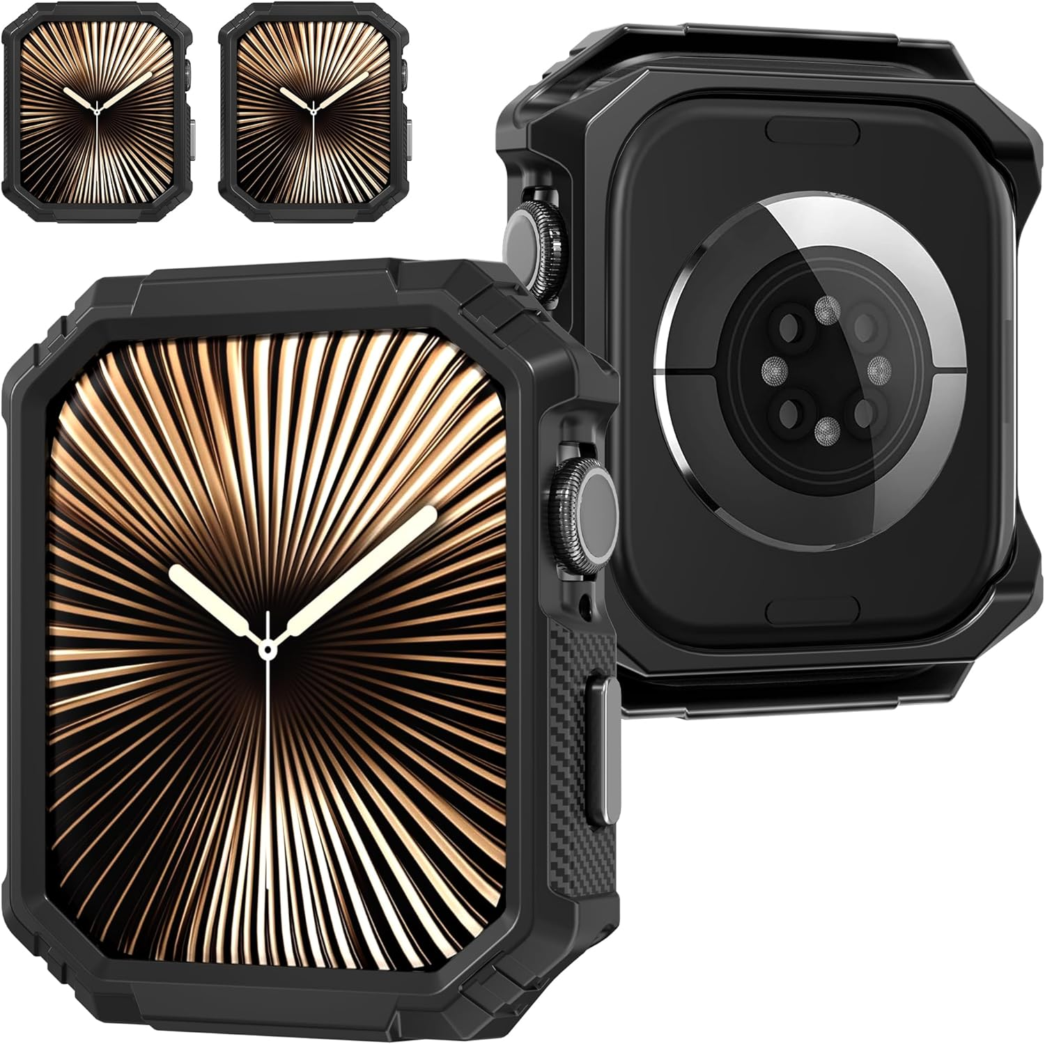 Diruite Pack of 2 Case for Apple Watch Ultra/Ultra 2 49 Mm Protective Case, Carbon Fibre Hollow without Screen, Scratch-Resistant TPU Cover for Iwatch 49 Mm Protective Case