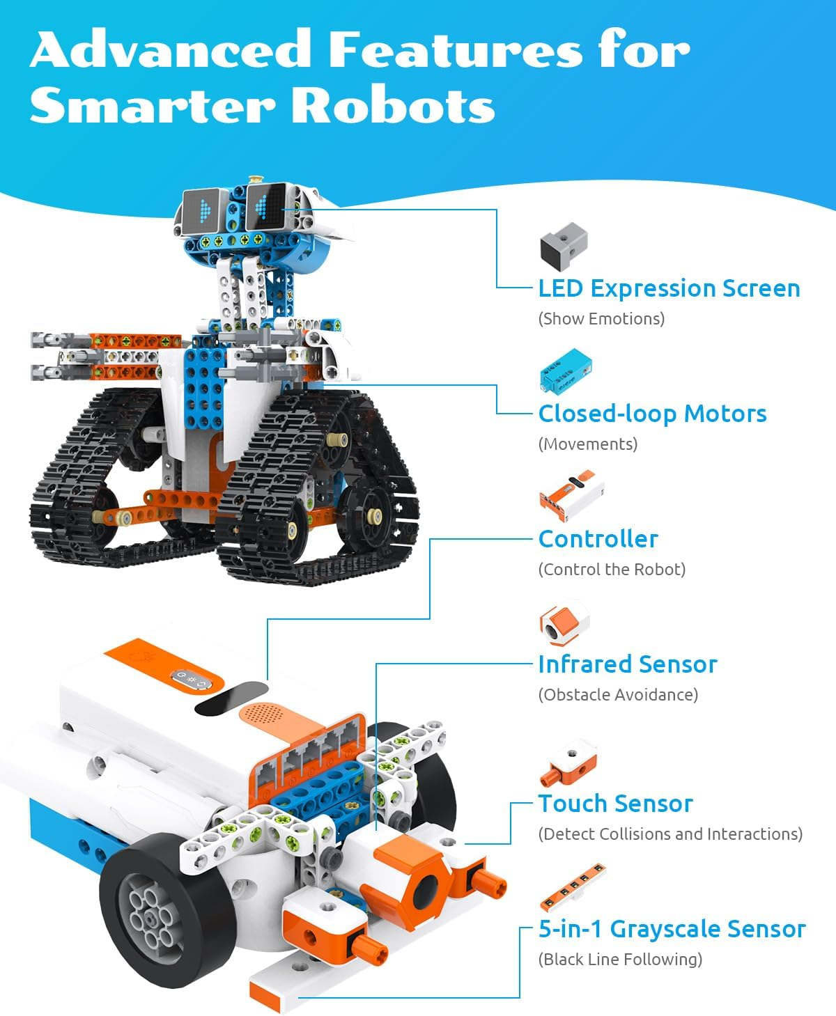 Whalesbot E7 Pro Coding Robot for Kids 8+ Years, Scratch Coding Support Controller | STEM Toys Education of Programming | APP 3D Model Resource & Story Tutorial for Boys and Girls image number 6