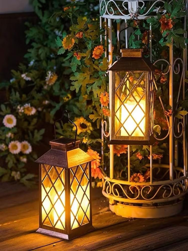 Clearhill 2Pack Solar Garden Lanterns Outdoor, 28Cm*14Cm*2 Waterproof Garden Lanterns with Flickering Flameless Candle, Auto On/Off, Ideal for Patio, Yard, Lawn Decor