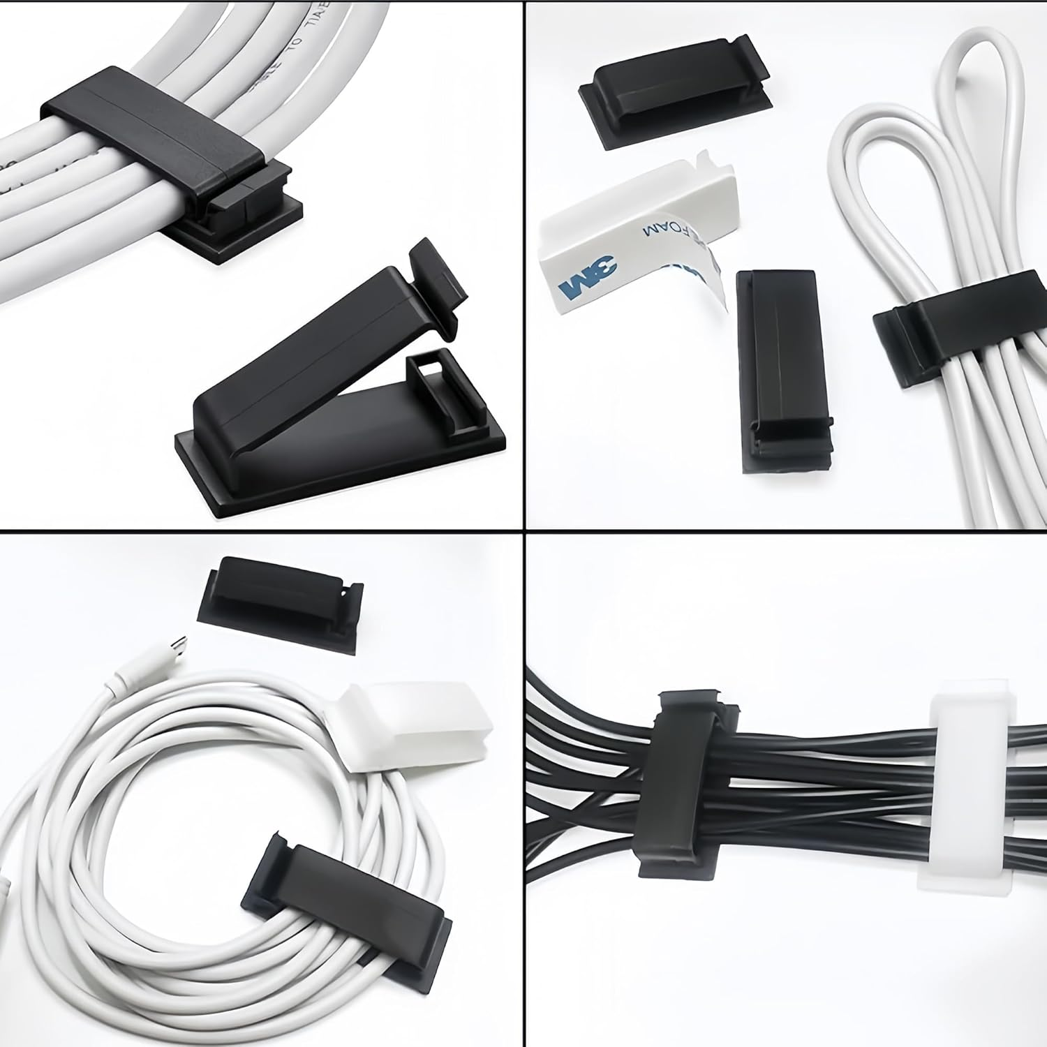 Clearhill 25Packs Self Adhesive Cable Management Clips,64.5Mm/2.54In White Durable Wire Organizers Cord Holder for TV, PC, Laptop, Ethernet, Desktop, Home, and Office image number 4