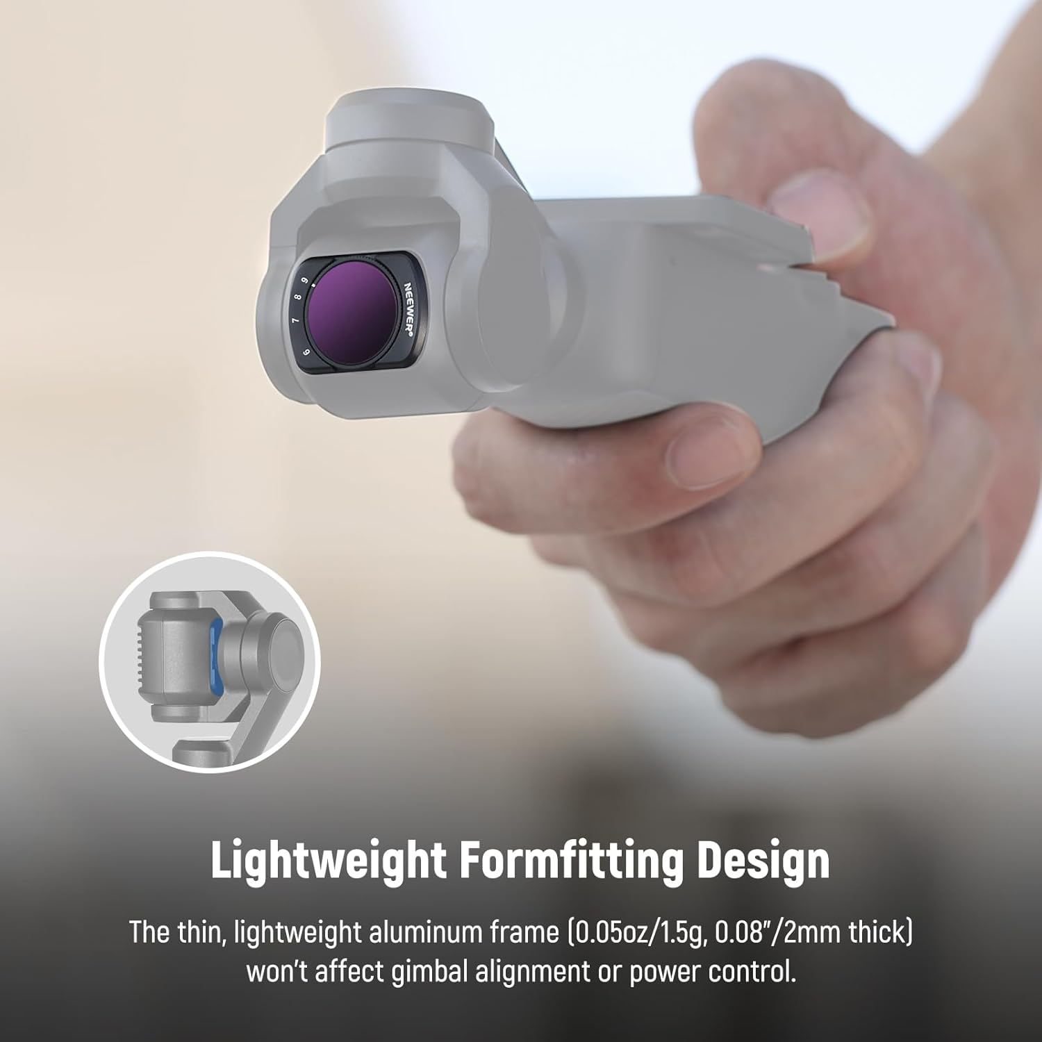 NEEWER Variable ND Filter Set Compatible with DJI Osmo Pocket 3 Creator Combo Accessories, ND2-32, ND64-512, HD Neutral Density Filters with Limited Stops, 2X Screen Protector, 2X Cleaning Cloth image number 5