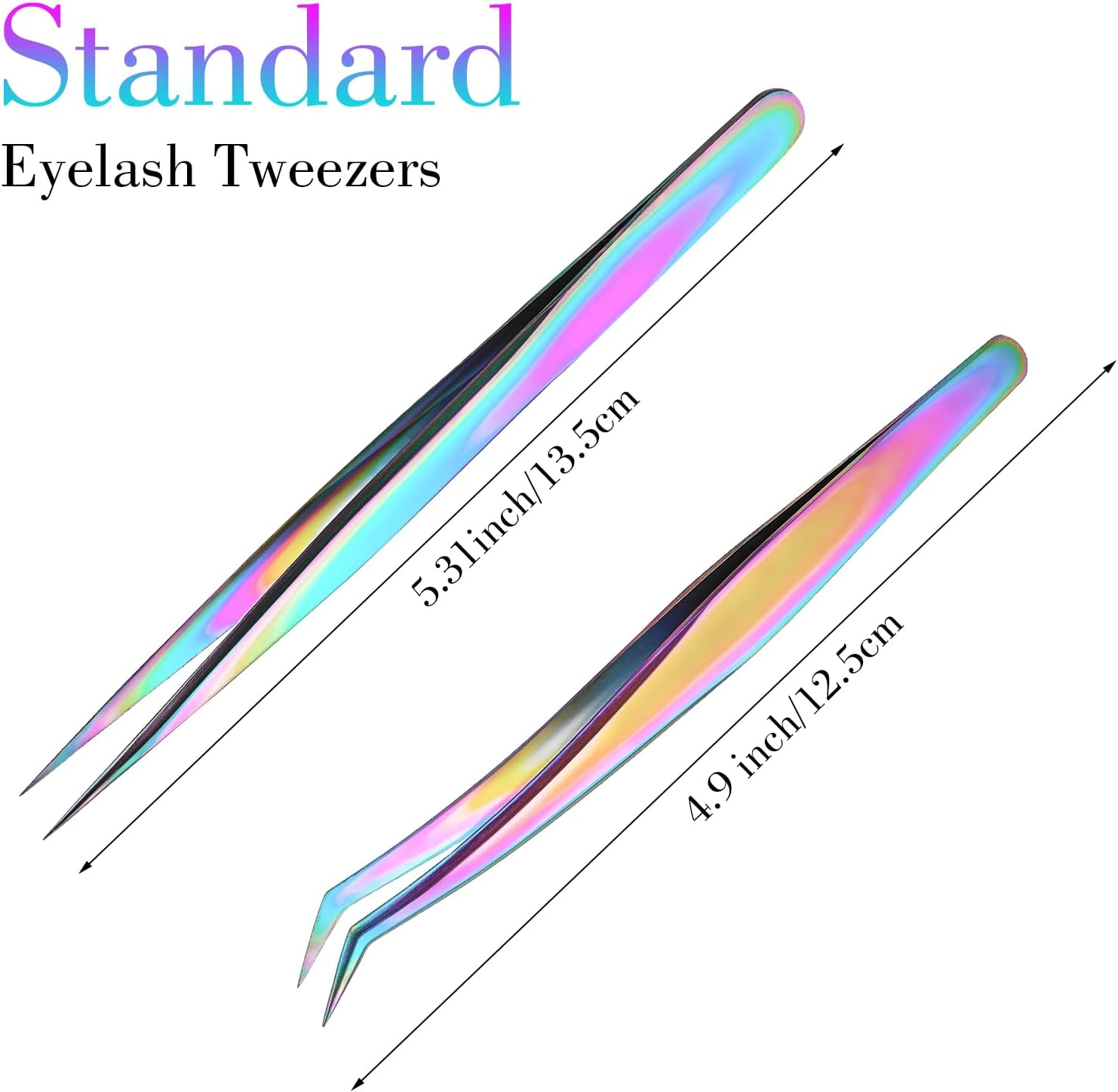 Teaaha 2 PCS Jewelry Tweezers Styles Stainless Curved Rainbow Tweezer Craft Professional Precision Tweezers for Eyelash Extension DIY Craft Jewelry Making Sticker Picking image number 5