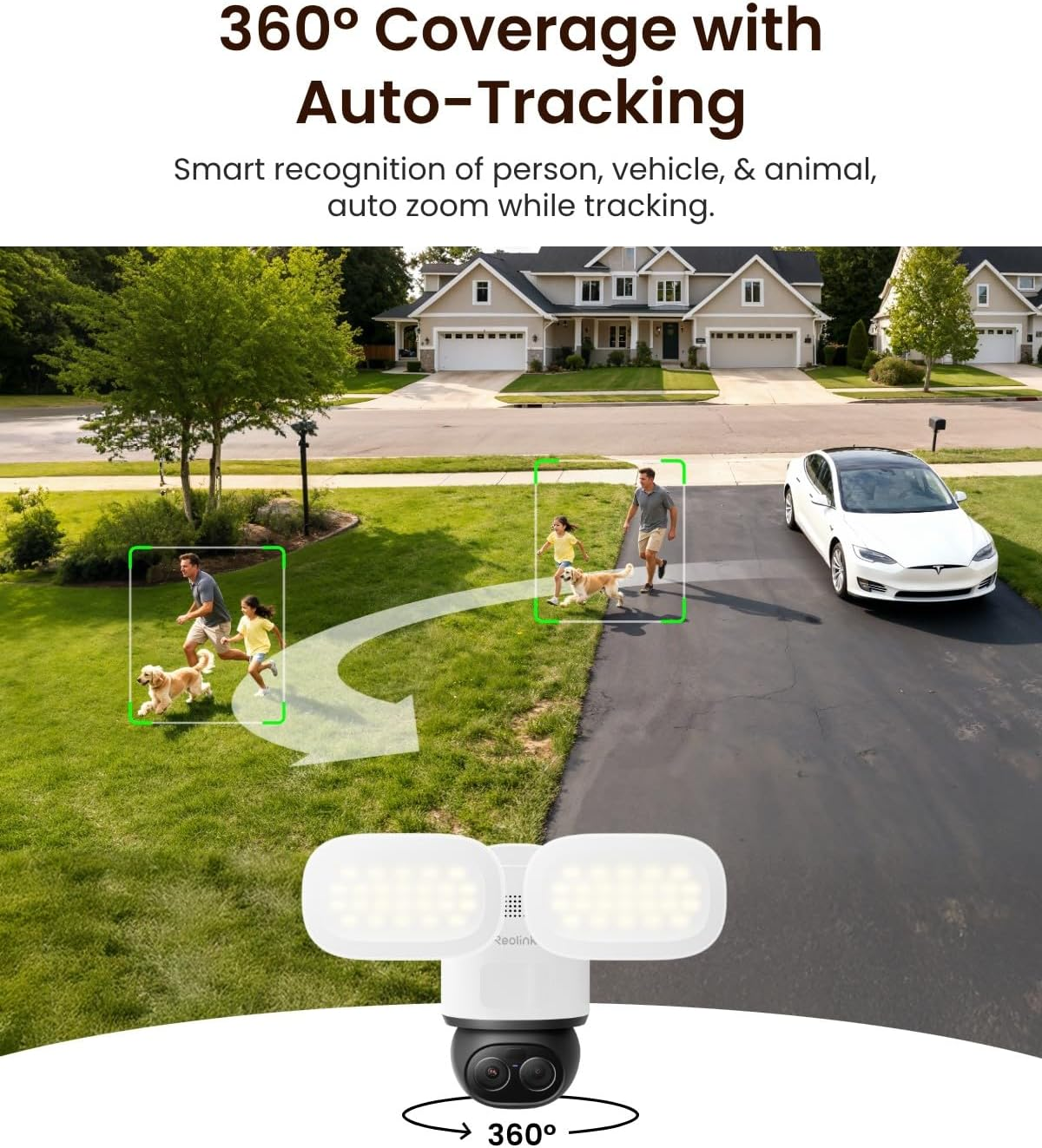 Reolink Trackflex Floodlight Wifi Camera, Dual-Lens 4K PTZ Security Camera with Local AI Video Search, 360&deg; Auto Tracking, 3000-Lumen Light, Smart Detection, 2.4/5Ghz Wifi 6, 24/7 or Motion Recording image number 6
