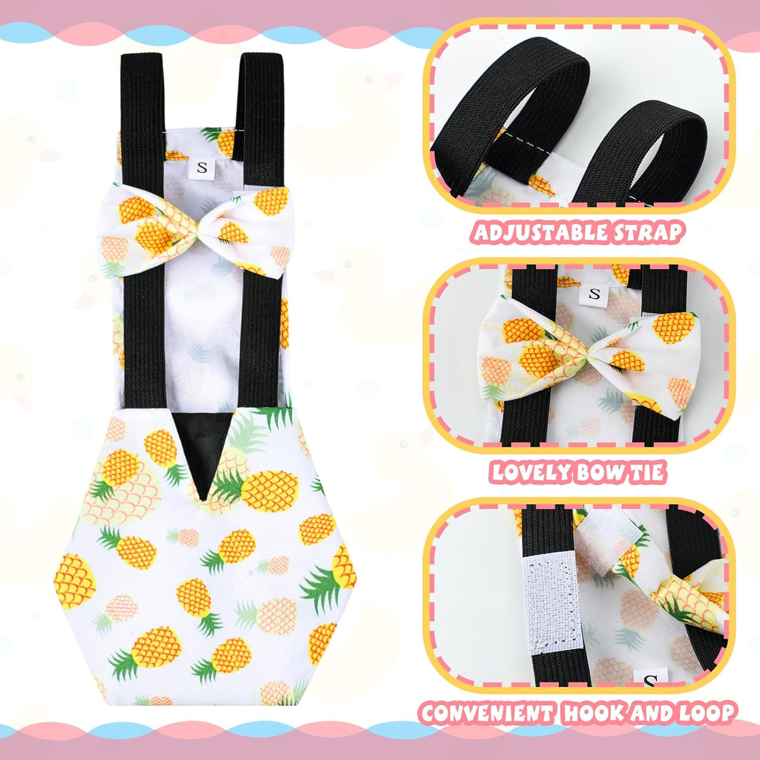 6 Pcs Chicken Diapers for Hens Rooster Ducks Reusable Washable Duck Diapers with Bow Tie for Ducklings Hens Goose Poultry Adjustable Clothes for Hen Rooster Chicken(Classic,L) image number 4