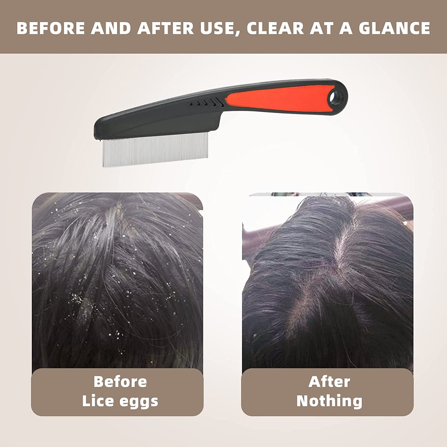 Flea Comb, Dandruff Comb, Multifunction Stainless Steel Fine Tooth Comb Nit Removal Hair Comb Cat Dog Pet Grooming Scalp Flea Comb, Easy to Hold image number 6