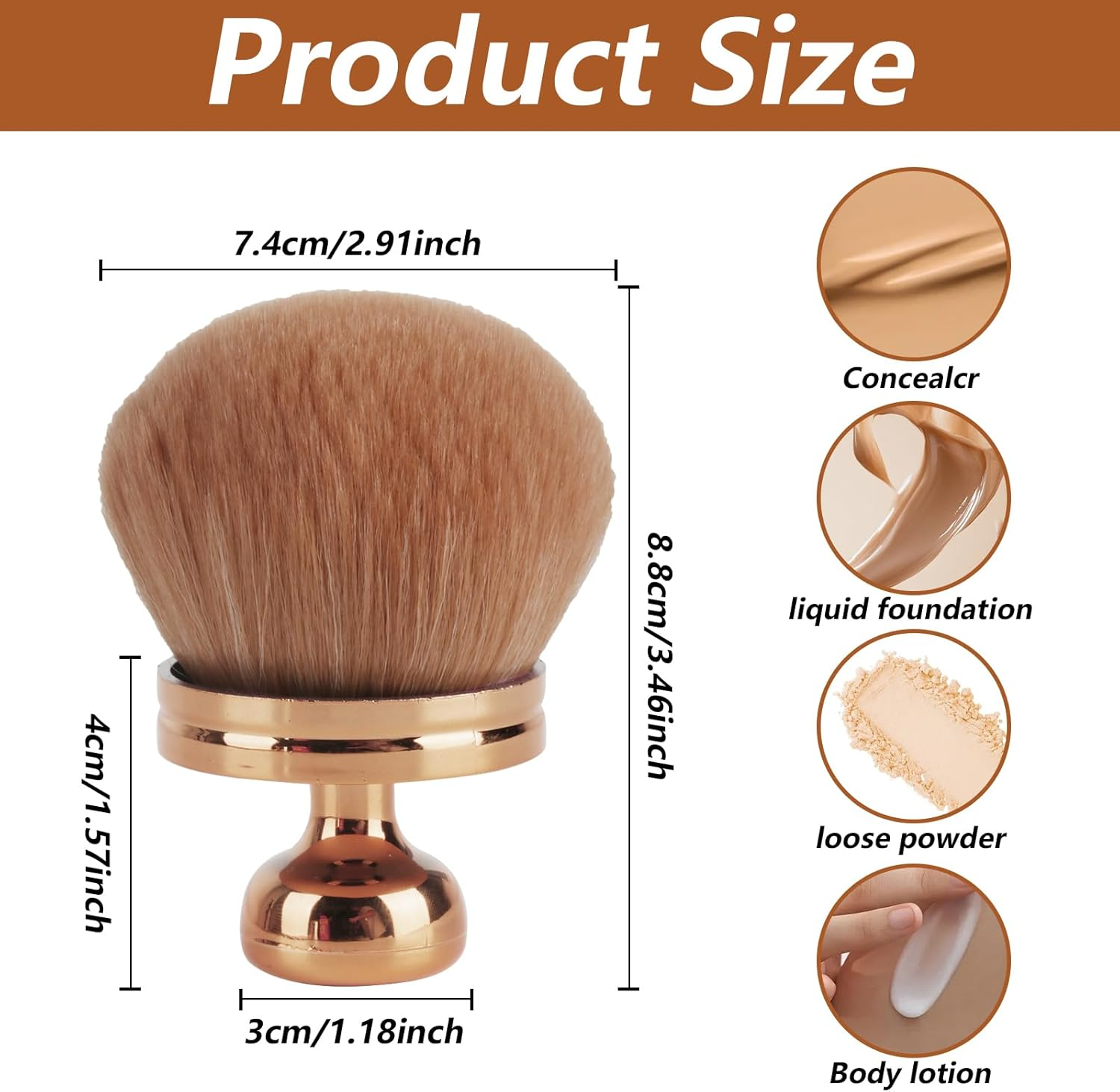 Extra Large Body Makeup Brush, Large Self Tanning Brush for Self Tanner Back Applicator, Oval Leg Face and Body Tan Brushes for Bronzers Blending Bronzing Brushes Tool Makeup Applicator image number 1