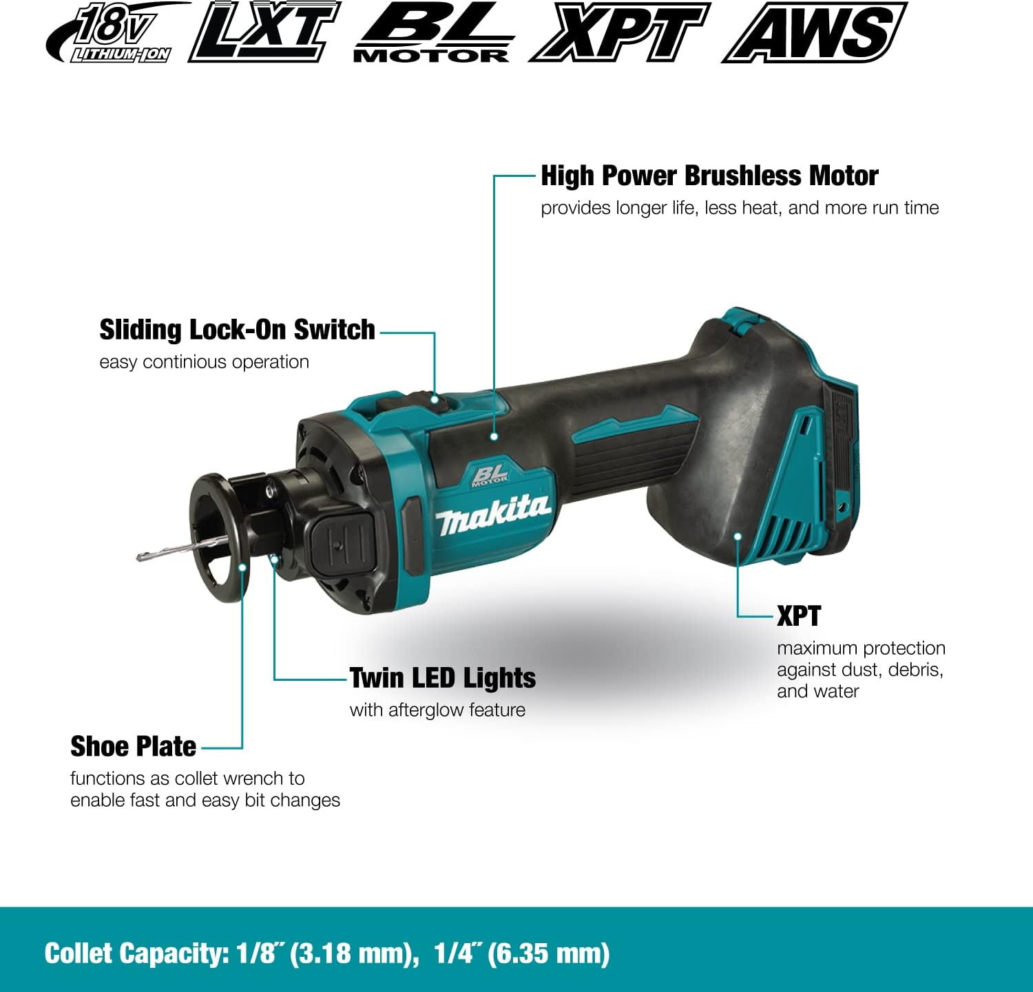 Makita DCO181Z 18V Brushless AWS Cut Out Tool image number 2