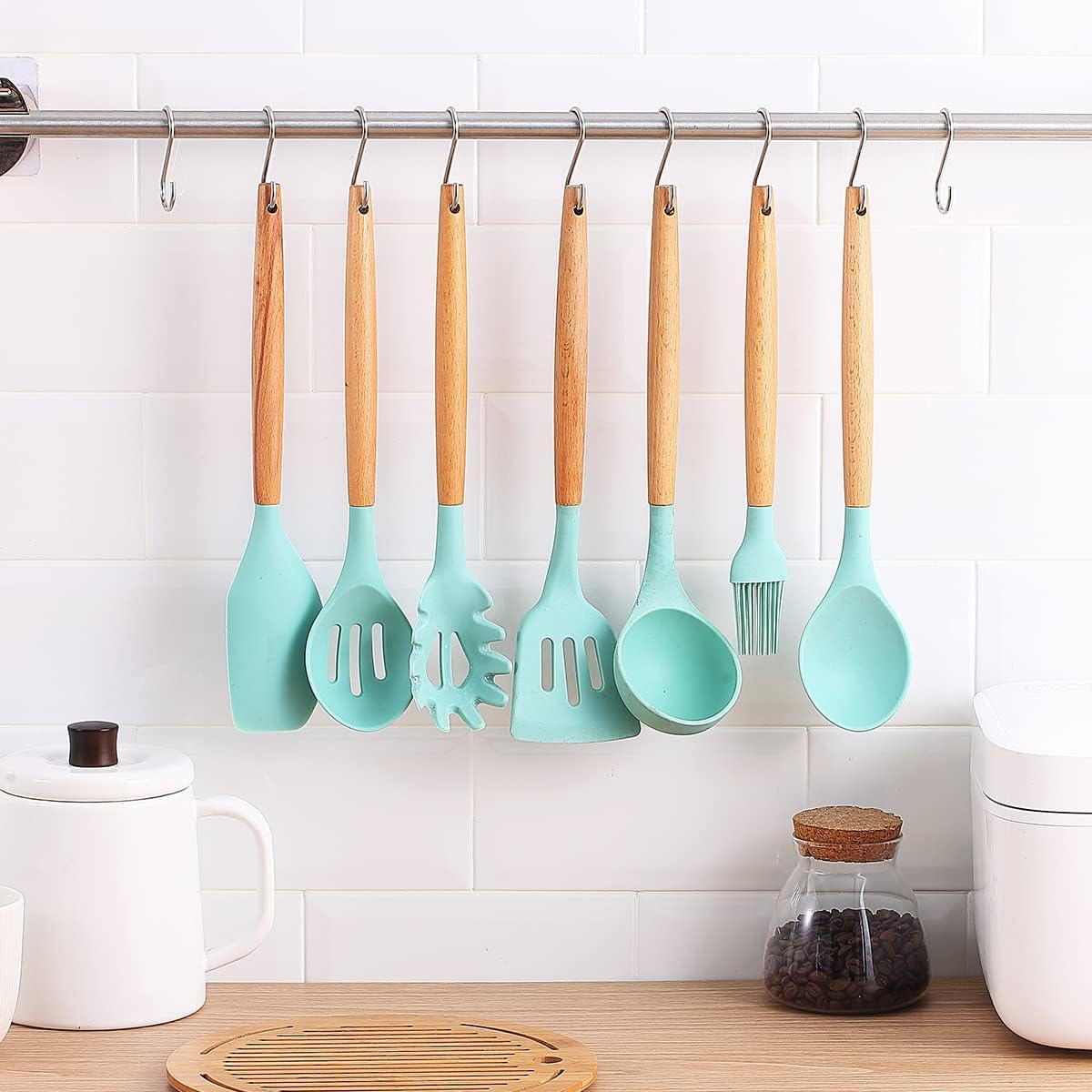 Evanda S Hooks for Hanging Pack of 30, Heavy Duty Stainless Steel Metal Mutil Purpose Hanger for Kitchen Pans, Pots, Utensils Tooks, Cups, Mugs, Clothes, Bags, Towels, Plants - 3Rd Rainbow image number 3