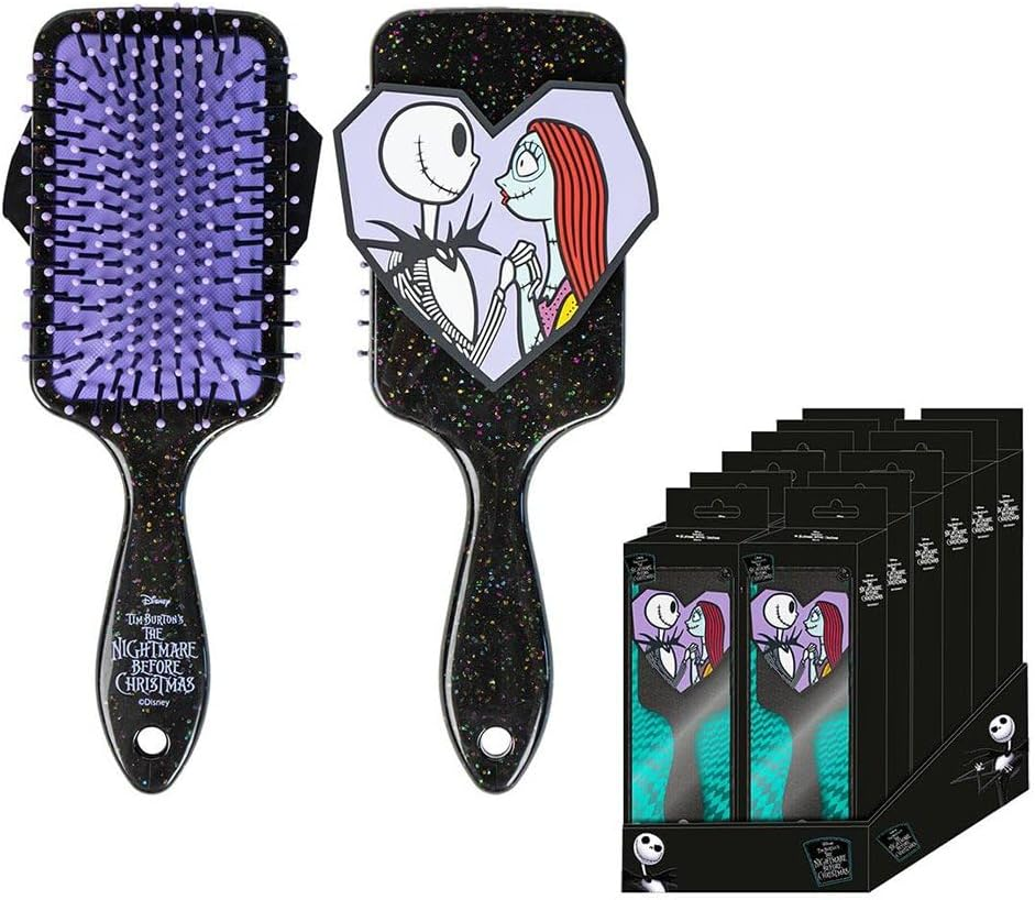 Nightmare before Christmas Black Detangling Brush Jack and Sally Design Genuine image number 1