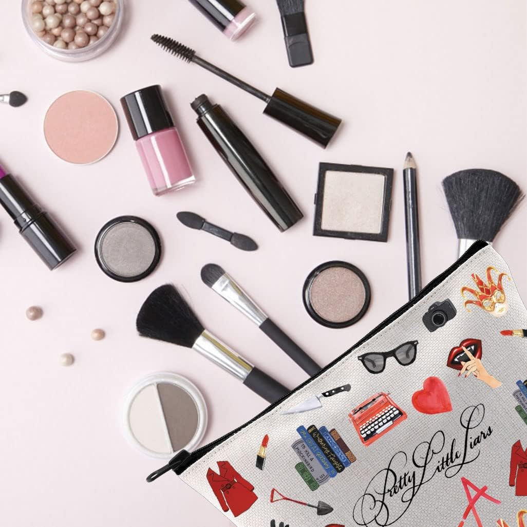 Little Liars Makeup Bag Scheming Girl Zipper Pouch Gift for Women Gossip Girl Original Sin, 米色, Pretty Little Liar-Uk image number 1