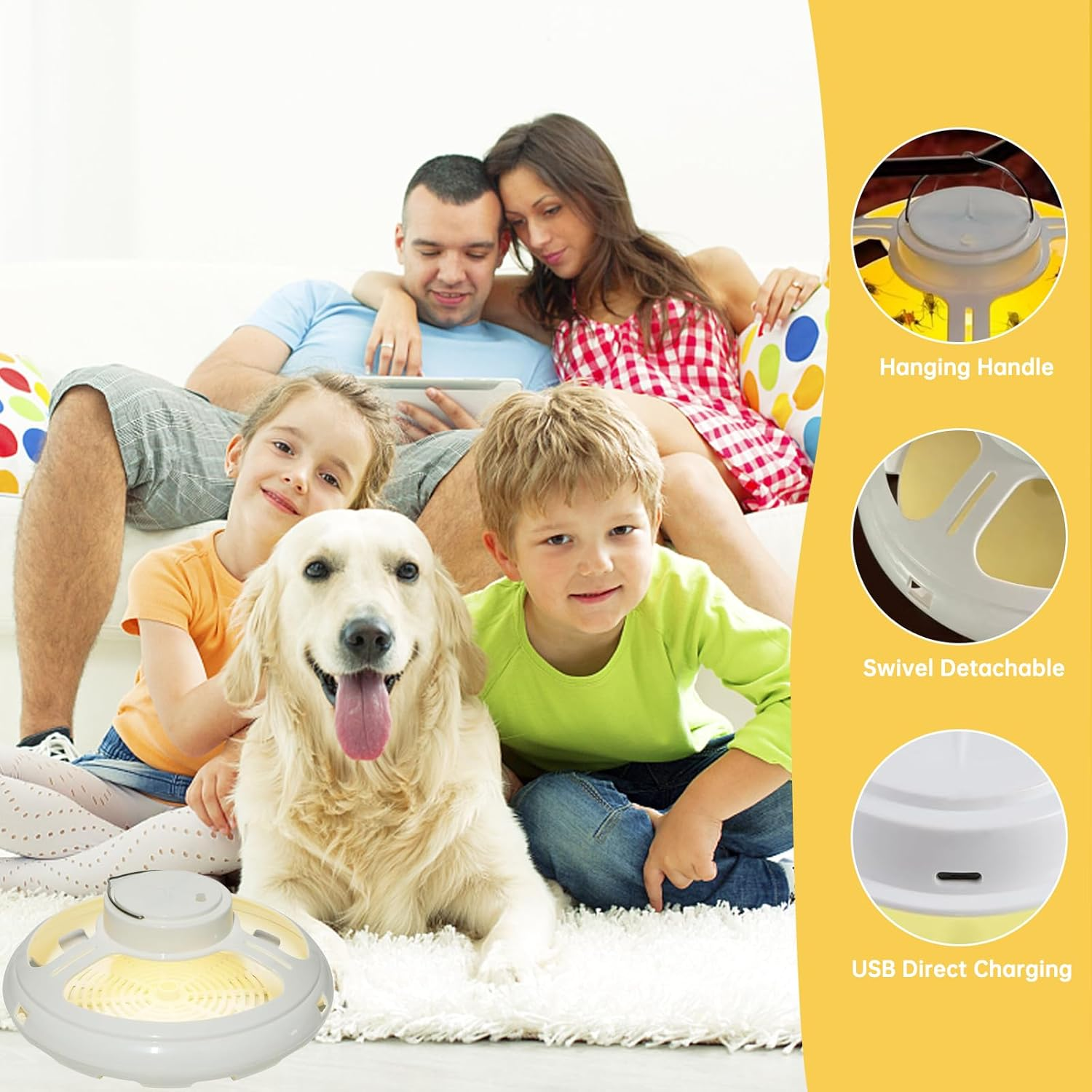 2 Packs Flea Traps for inside Your Home,Indoor Flea Light,Premium Traps with 4 Modes and 6 Sticky Pads, Sticky Flea Traps, for Houses, Homes, Friendly to Pets image number 6