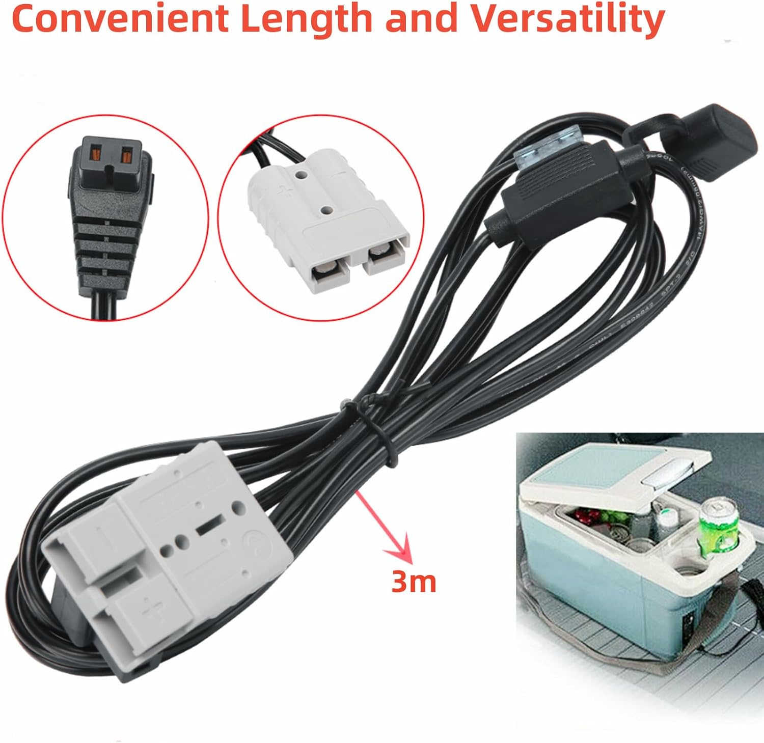 KUGONTC 16AGW 3M Power Cable Cord Lead with 50A Anderson-Plug Compatible with Waeco & Kings Fridge Refrigerator 12V Fridge Freezers RV Refrigerator Portable Refrigerator/Freezer Compressor image number 5