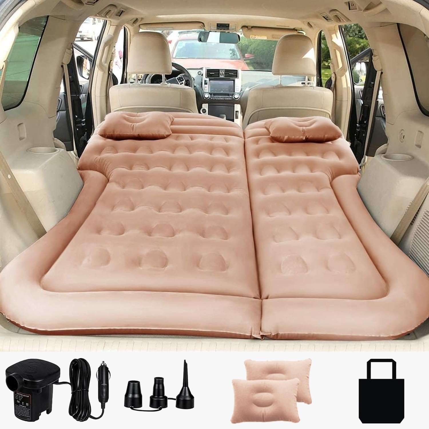 SAYGOGO SUV Air Mattress Camping Bed Cushion Pillow - Inflatable Thickened Car Air Bed with Air Pump Portable Sleeping Pad Mattress for Home Car Travel Camping Upgraded Version - Grey