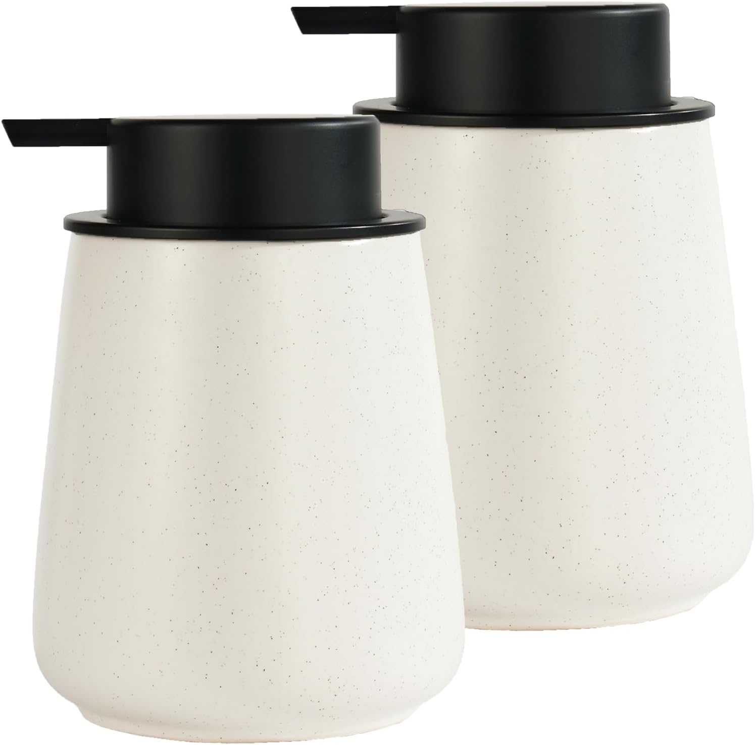Eyrozia 12Oz Black Soap Dispenser - Ceramic Lotion Hand Soap Dispenser Set with Easy-To-Press Pump, Refillable Liquid Hand Soap Dispenser for Bathroom, Dish Soap Dispenser for Kitchen, 2 Pack