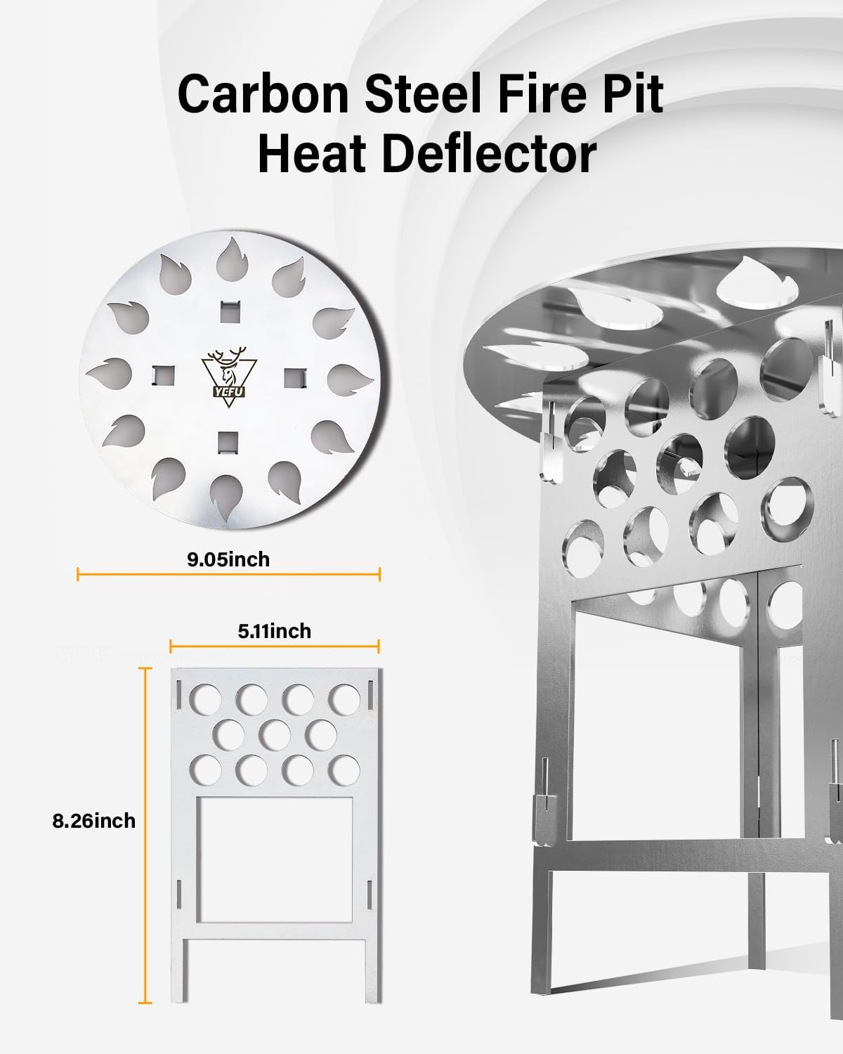 YEFU Fire Pit Heat Deflector for Solo Mesa Stove XL YEFU 7.1 Inch Fire Pit, Portable Heat Diffuser for 7-7.1 Inch Tabletop Firepit Captures and Redirects Warmth, Detachable Burner Cover Accessories image number 4