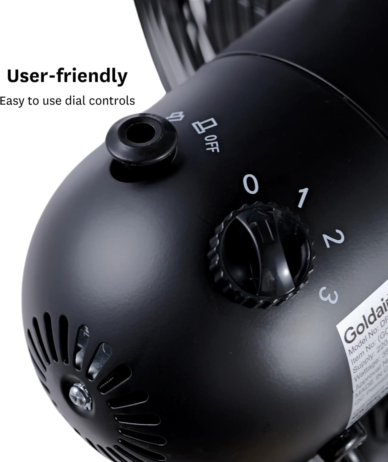 Goldair 30Cm Metal Desk Fan with 3 Speed Settings, Tilt-Adjustable, Matte Black image number 4