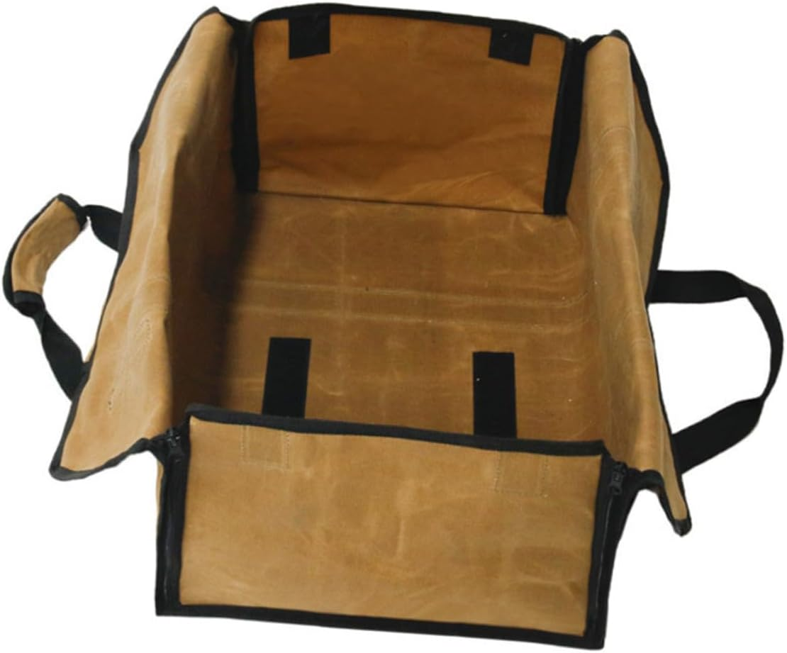 Water-Resistant Waxed Canvas Log Carrier Firewood Tote Bag Capacity Fire-Resistant Storage for Oak Maple Logs with Padded Handles for Camping Fireplace Outdoor Use image number 2