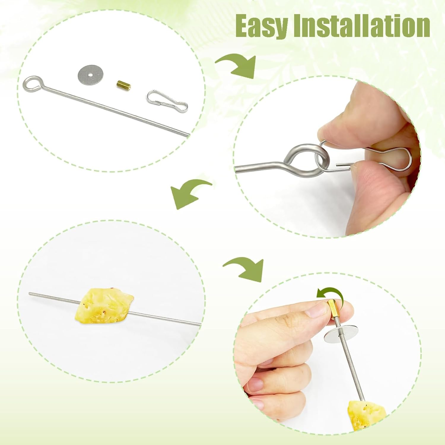 Shanbye Parrot Skewer Feeder,2 PCS Stainless Steel Bird Fruit Skewer Feeder Parrot Treats Holder Foraging Toy & Bird Cage Accessories for Budgie Parakeet Cockatiel Large Birds Toys and Feeders