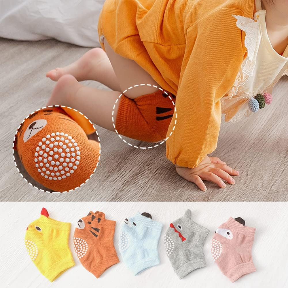 5 Pair Baby Knee Pads Anti-Slip Baby Crawling Knee Pads Baby Knee Pads Elastic Leg Warmers Toddlers Leg Protectors Baby Knee Protectors Leg Warmers Baby Toddlers Crawling Socks - Cartoon Pattern-B image number 5