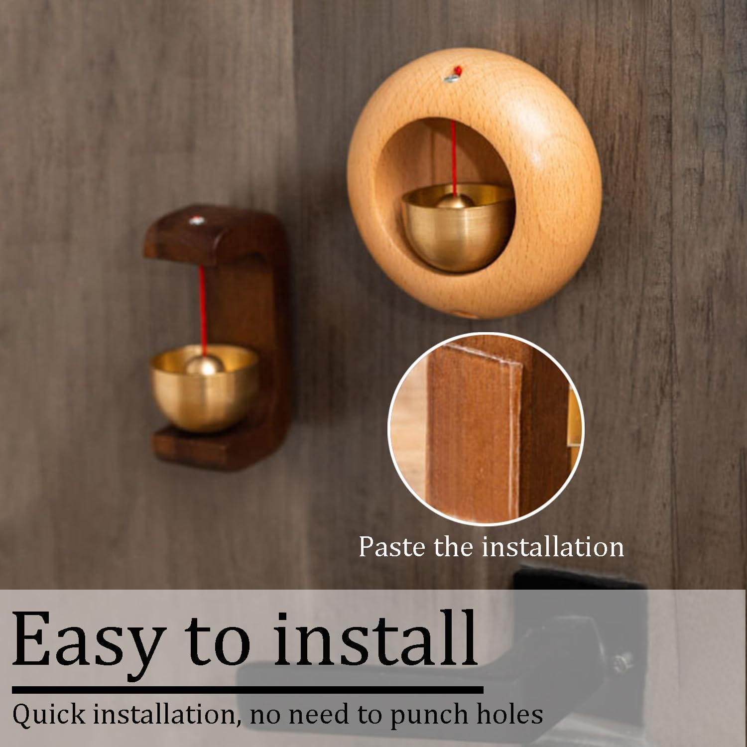 Shopkeeper Doorbell Magnetic Wooden Doorbell, Commercial Entrance Ringtone, Office & Home Decoration, Creative Gift, for Refrigerator & Barn Door (Round) image number 5