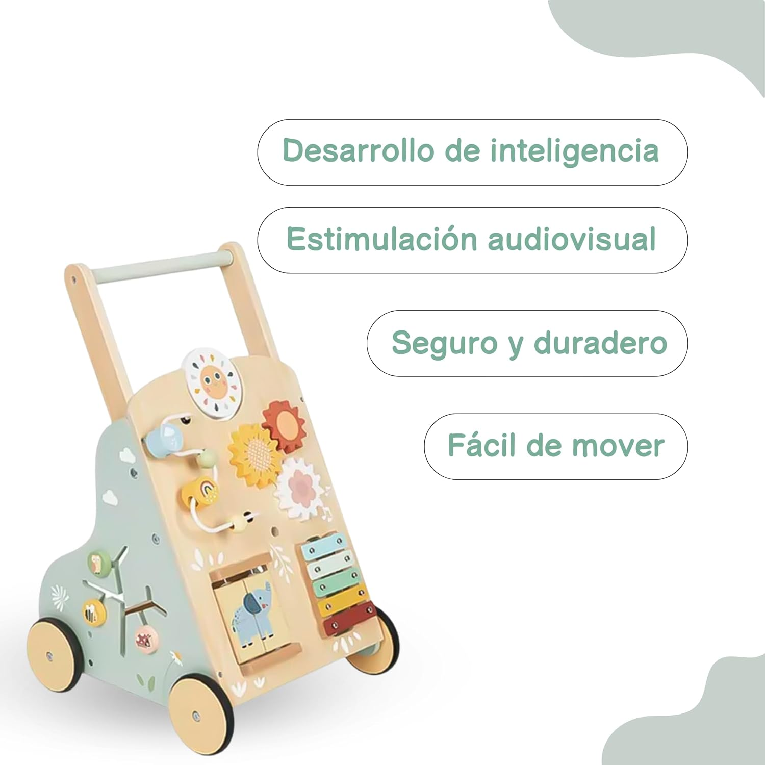 Tooky Toy My Forest Friends Baby Walker - Wooden Baby Walker for Toddlers image number 3