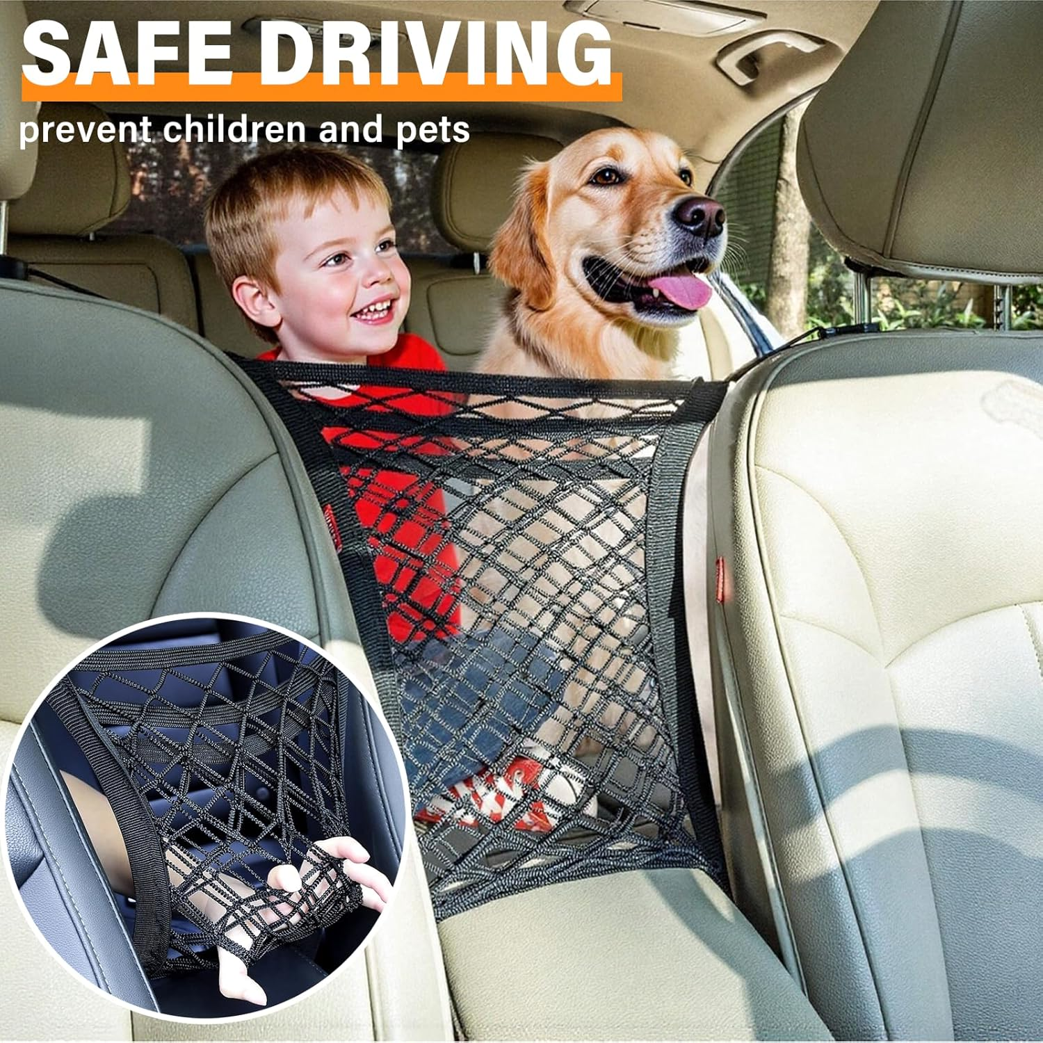 Viiotu 3 Layer Purse Holder for Car, Seat Back Net Bag, Universal for Cars, SUV &Sedan, Durable Car Organisation for Safe Driving with Children Pets (Large)