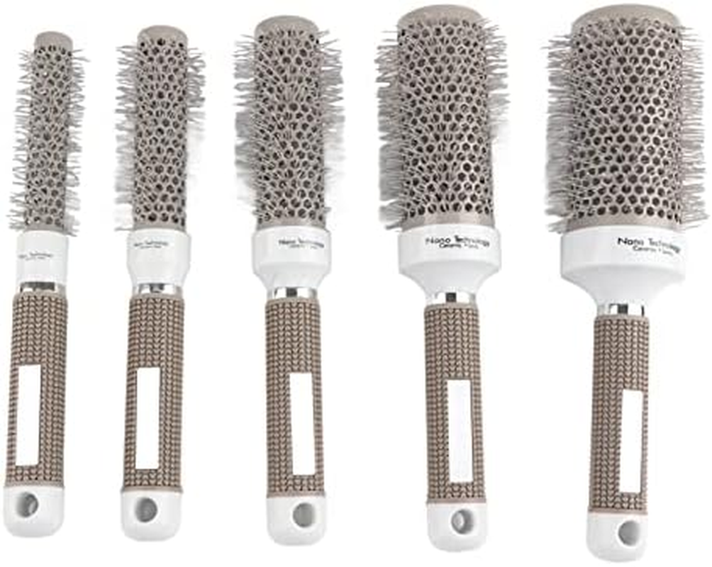 CARRORABI 5Pcs round Brush Set for Blow Drying Curling, Professional Hair Styling Brush, Ceramic Thermal Barrel Brush Hair Heat Styling Brush Hairdressing Tool Set for Blow Drying Curling for Women image number 5