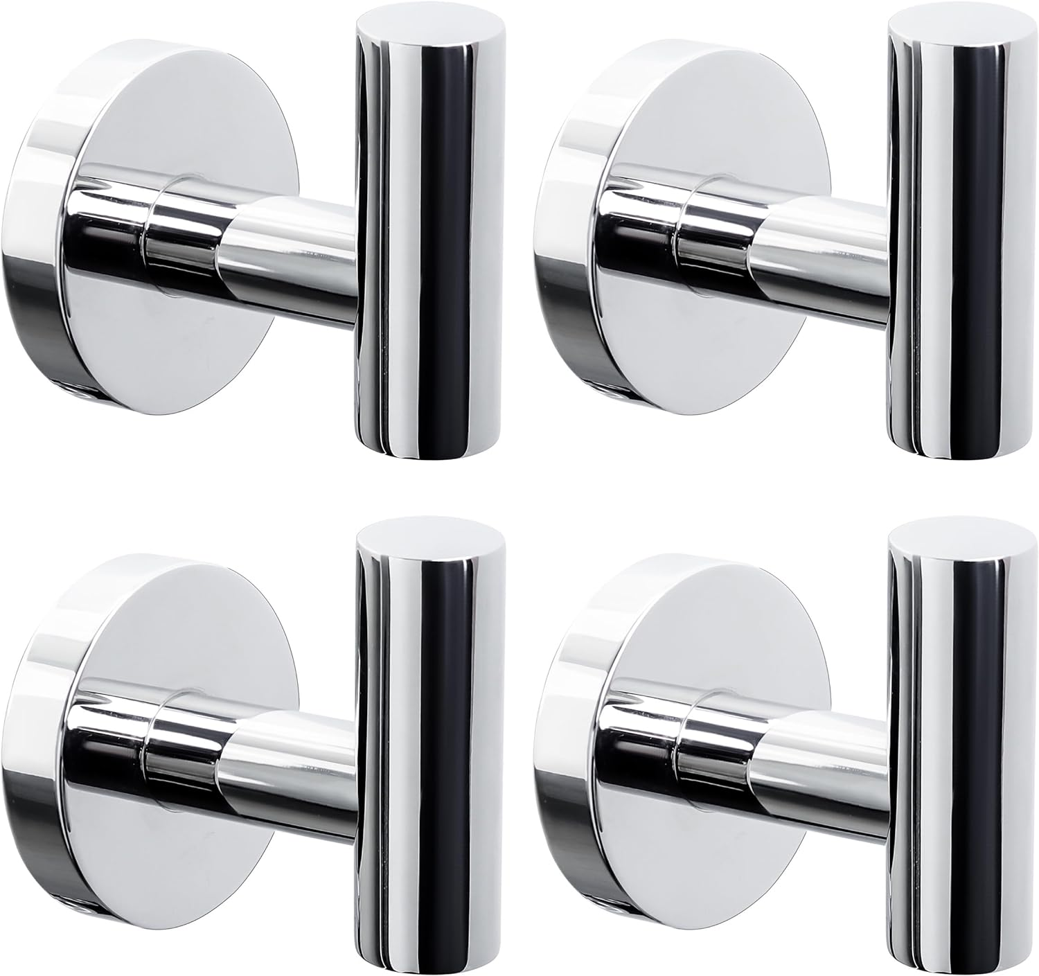 4 Pack Bath Towel Hooks, Wall Mount Towel Holder Chrome Finish Towel Rack, Heavy Duty Robe Coat Loofah Hooks for Shower, Kitchen,Hotel, Pool Tile, Brick Modern Style Decor Wall Hooks