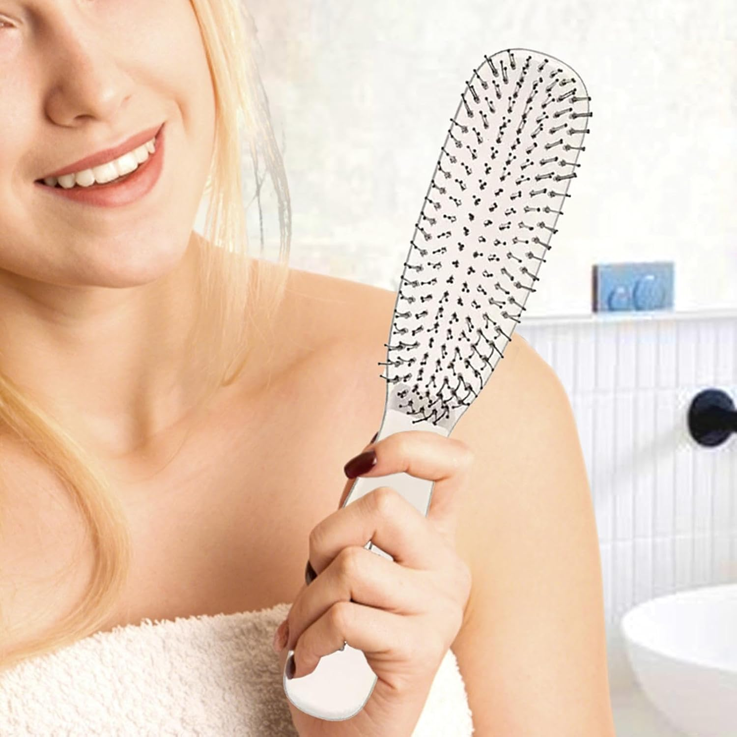 Hair Brushes for Women - Detangling Brush for Thick Hair with Soft Bristles,Detangling Brush Comfortable Grip Water Resistant Wet Hair Brushes, Wet and Dry Use image number 4