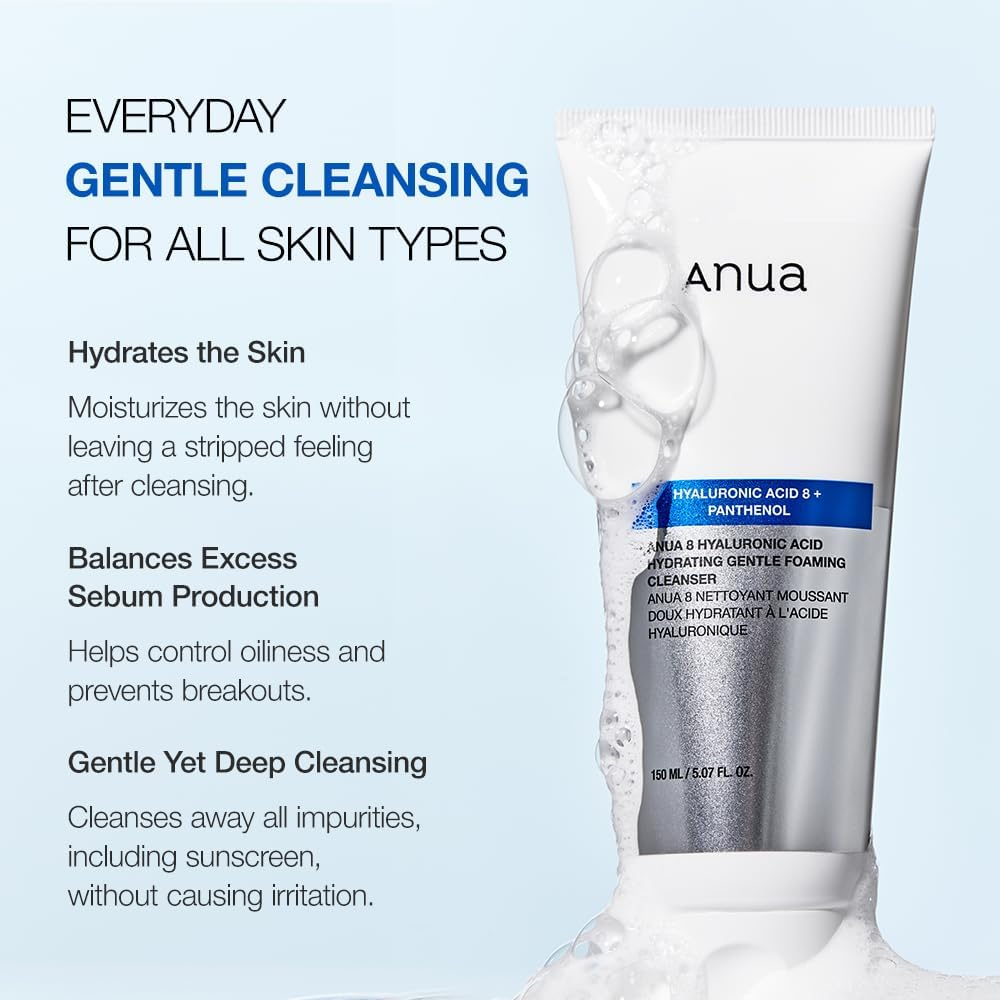 ANUA - 8 Hyaluronic Acid Hydrating Gentle Foaming Cleanser 150Ml image number 4