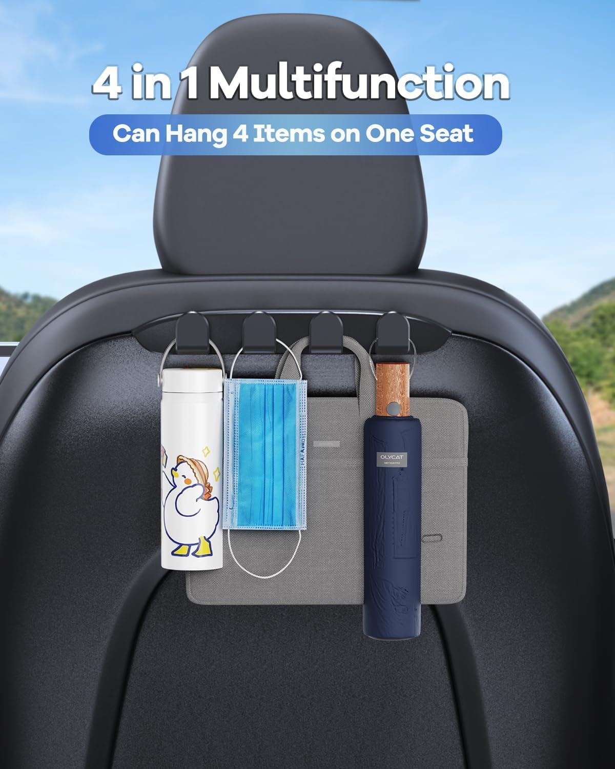 2 Pack Car Seat for Tesla Model Y Model 3 Accessories, Handbag Backpack Grocery Bag,Purse Hanger for Car, Automotive Seat Back Organizers for Purses Bags image number 3