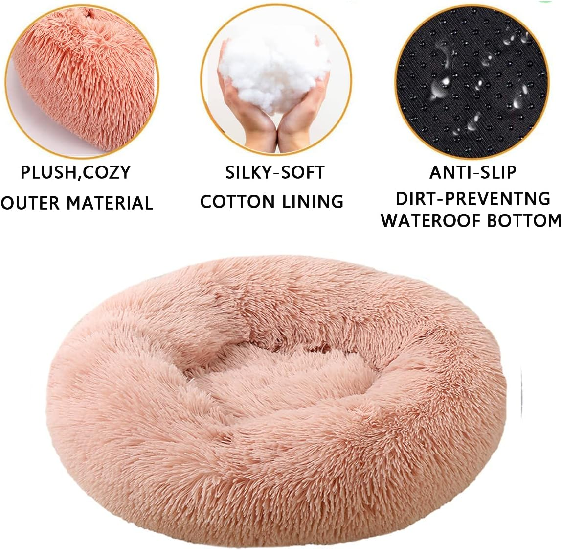 Calming Dog Bed Comfortable Donut Cuddler round Dog Bed Ultra Soft Washable Dog and Cat Cushion Bed Comfortable Pet Bed 43In