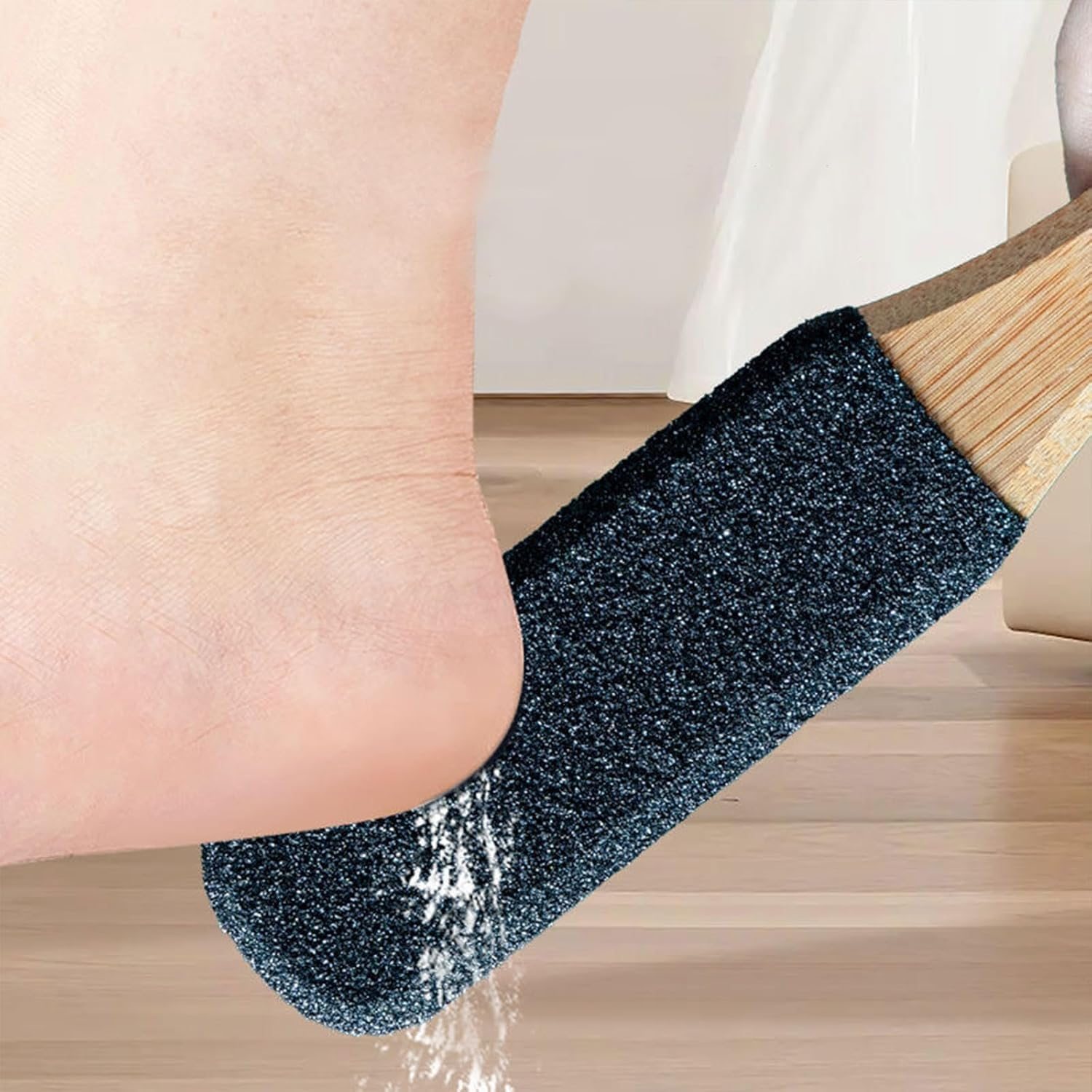 Yxvyxymyxxg Foot Pumice Stone Pedicure File with Ergonomic Wooden Handle &mdash; Callus Remover and Dead Skin Scraper, for Smoother Feet/Heels/Hands, Black, 1 PCS image number 2