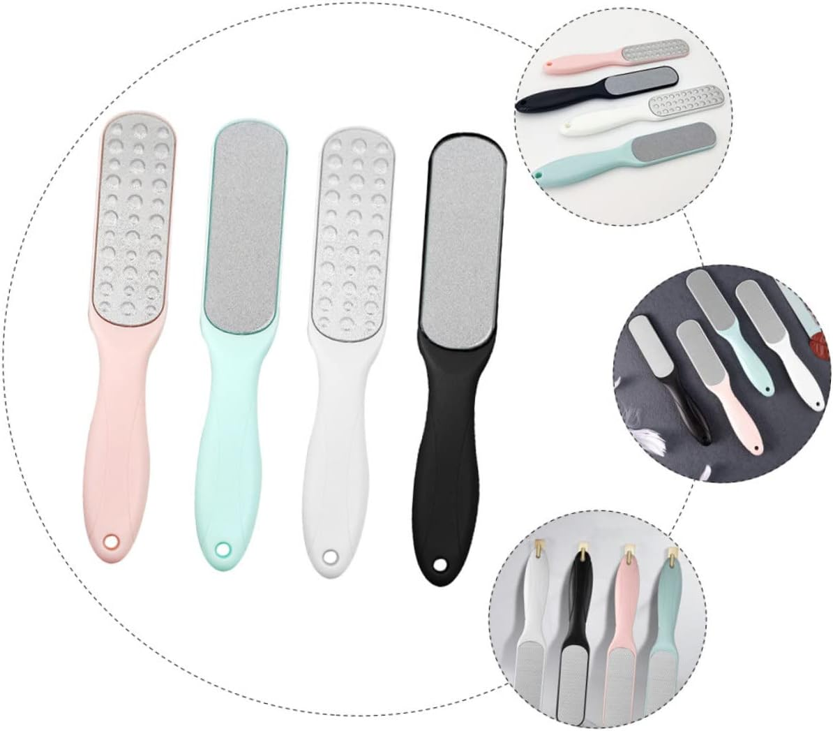 FOYTOKI 4Pcs Stainless Steel Foot File and Callus Remover Pedicure Kit with Dual-Sided Rasp for Dead Skin Removal Household Foot Care Tool Suitable for Pedicure and at Home image number 1