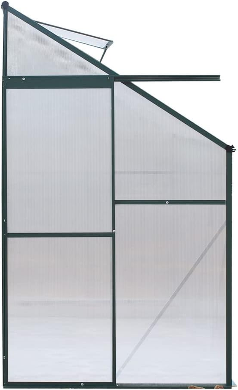 Green Fingers Greenhouse Polycarbonate Green House Mini Garden Shed Gardening Supplies Plant Stand Storage, 252 X 127 X 213Cm Aluminium Frame with Lockable Door and Gutter System image number 2
