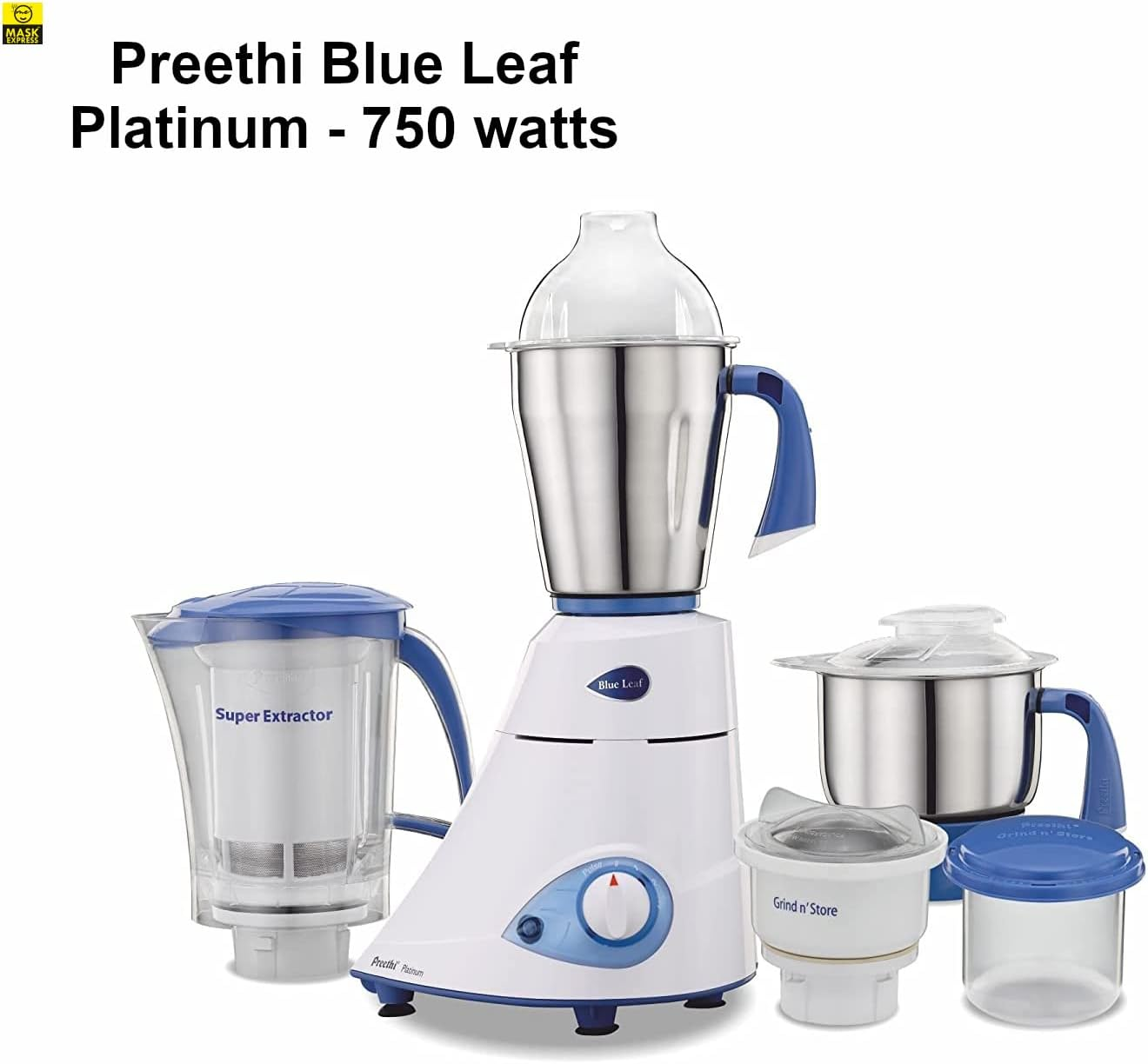 Mask Express Australia - Preethi Brand Blue Leaf Platinum 750 Watts Mixer Grinder - Sydney Stock image number 3