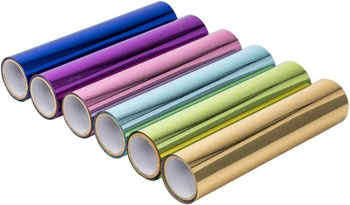 Ideen Mit Herz Metallic Transfer Films | Partly with Holographic Effect | for Different Surfaces | Gloss Film | 6 Rolls (Assorted 05)