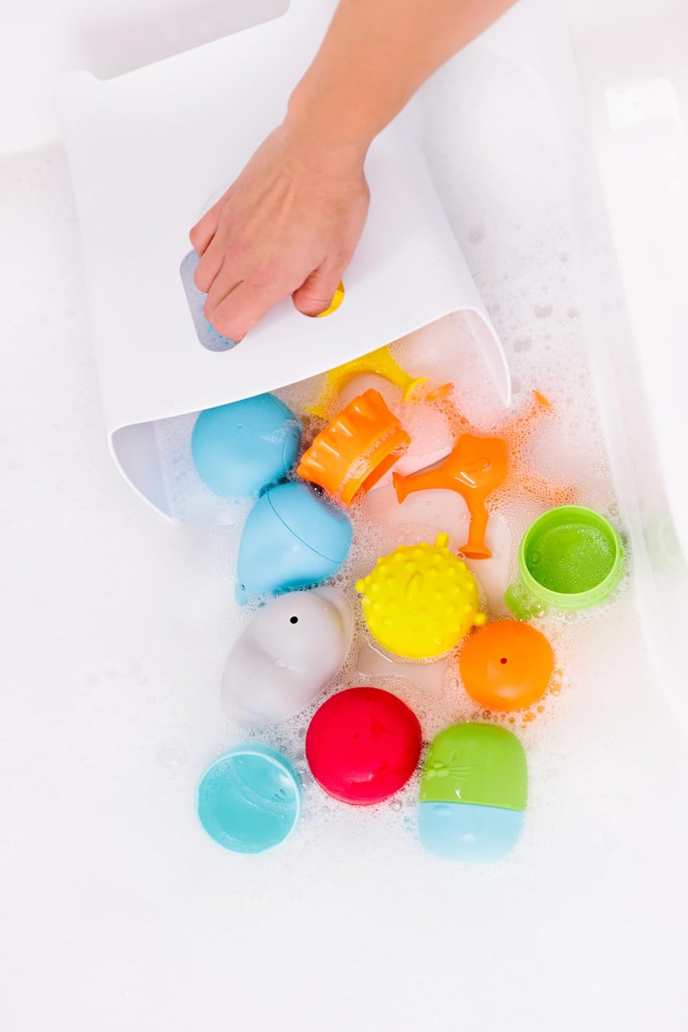 Ubbi Baby Bath Time Essential Gift Set, Includes Drying Bin and 11 Bath Toys, Dishwasher Safe, White image number 3