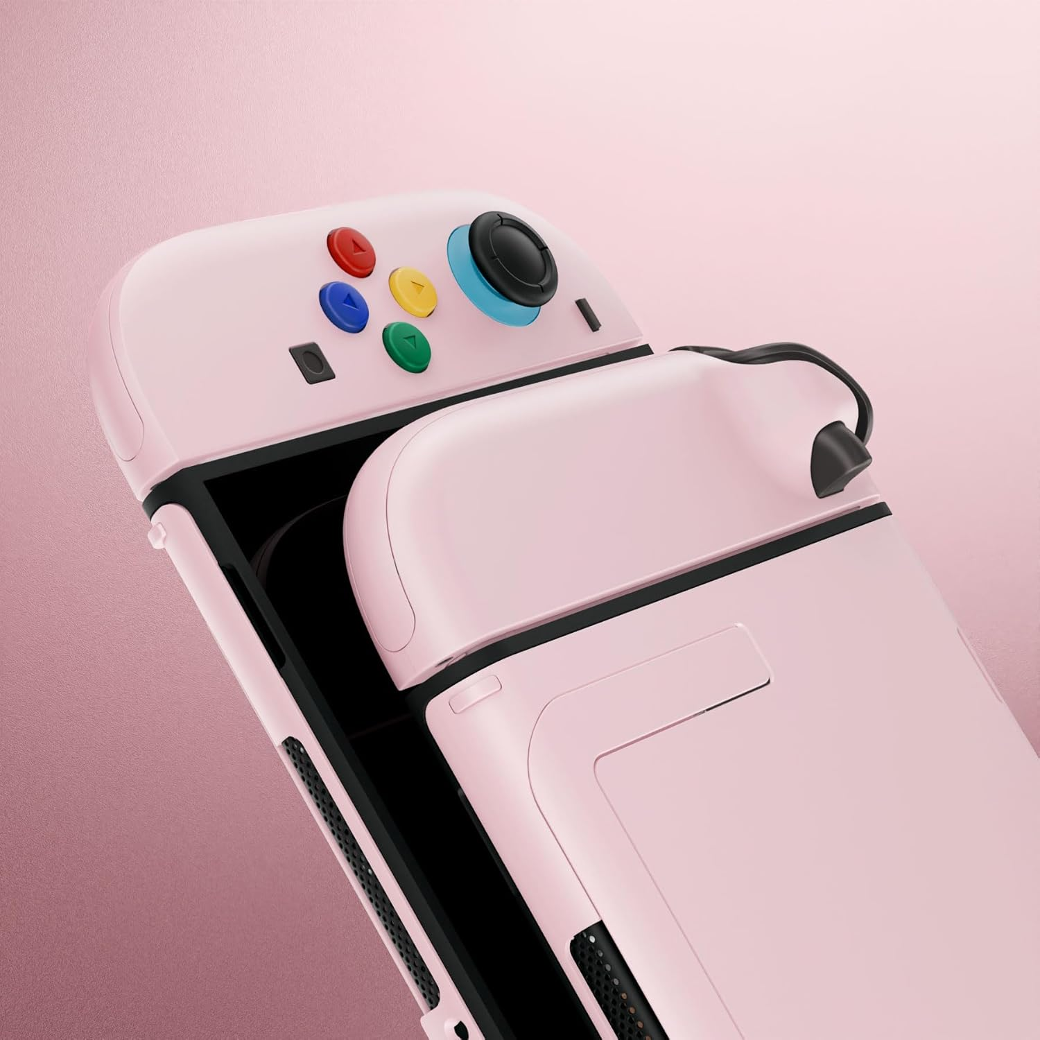 Extremerate DIY Replacement Shell Buttons for Nintendo Switch 2, Full Set Rear Back Plate Controller Housing with Button for Switch2 Handheld Console & Joycon 2 - Deluxe Version - Cherry Blossoms Pink - New Hope Gray image number 4