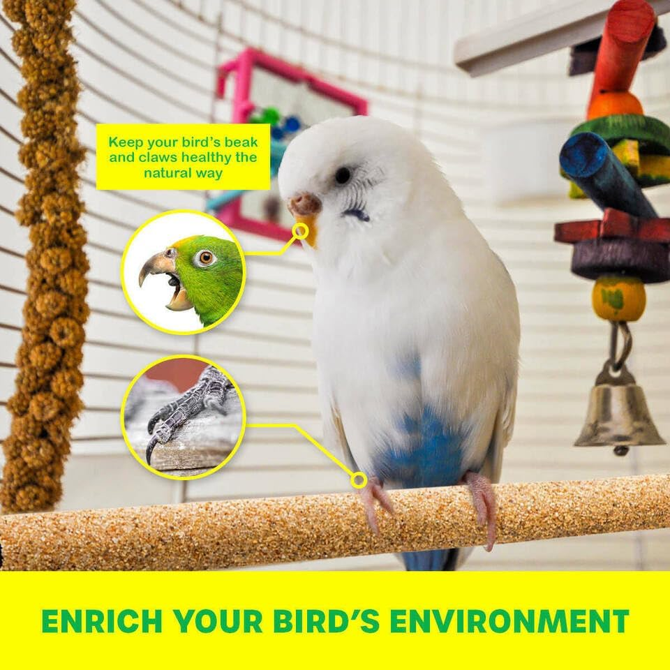 Leona Co Sanded Perch Covers for Parakeets, Lovebirds, Finches, Canaries, Small Birds, 25Cm Long, Bird Accessories, Pet Bird Supplies, Bird Perches for Cage (3) image number 2