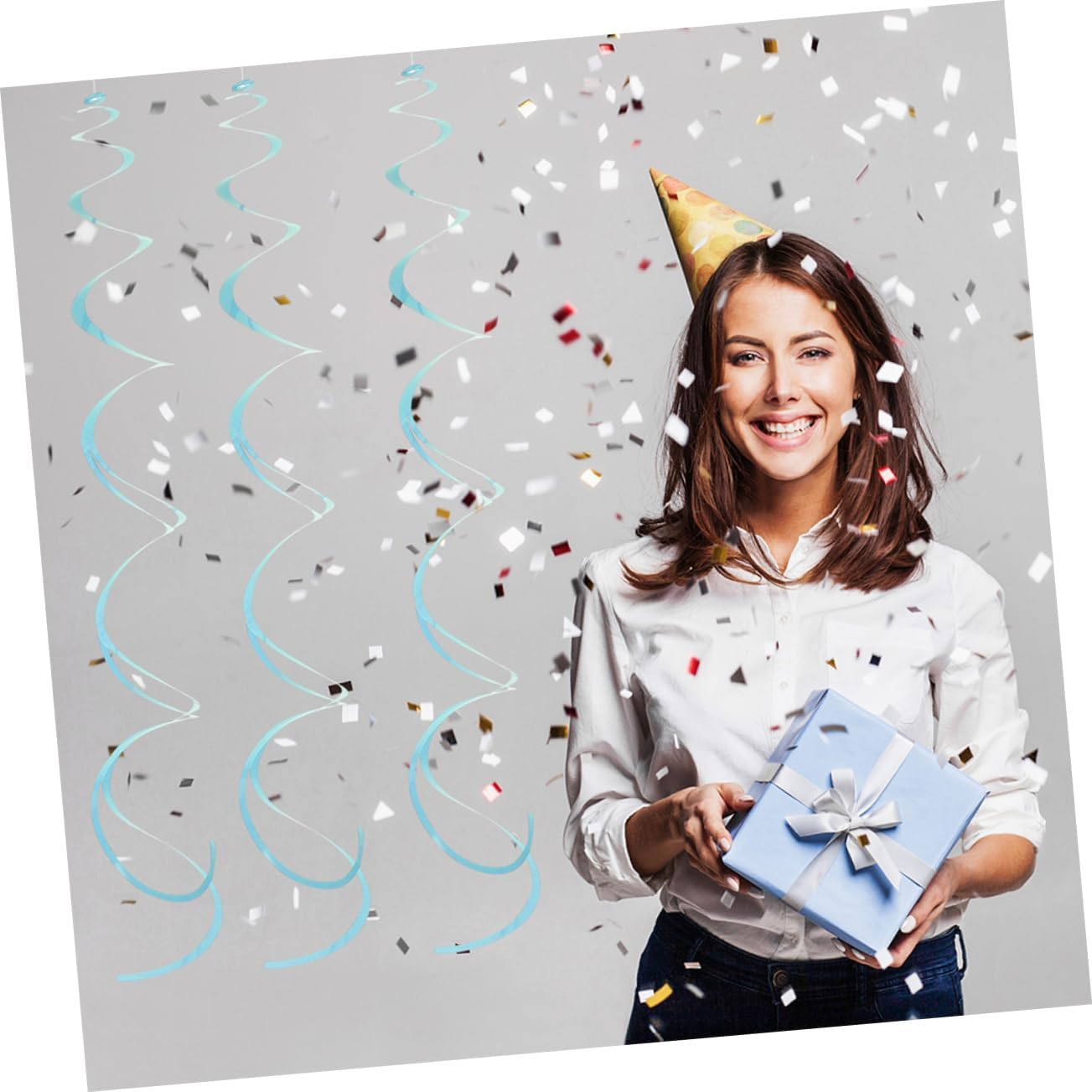 VICASKY 18Pcs Spiral Hanging Swirl Decorations for Showers Birthdays and Festivals Eye-Catching Macaron image number 2