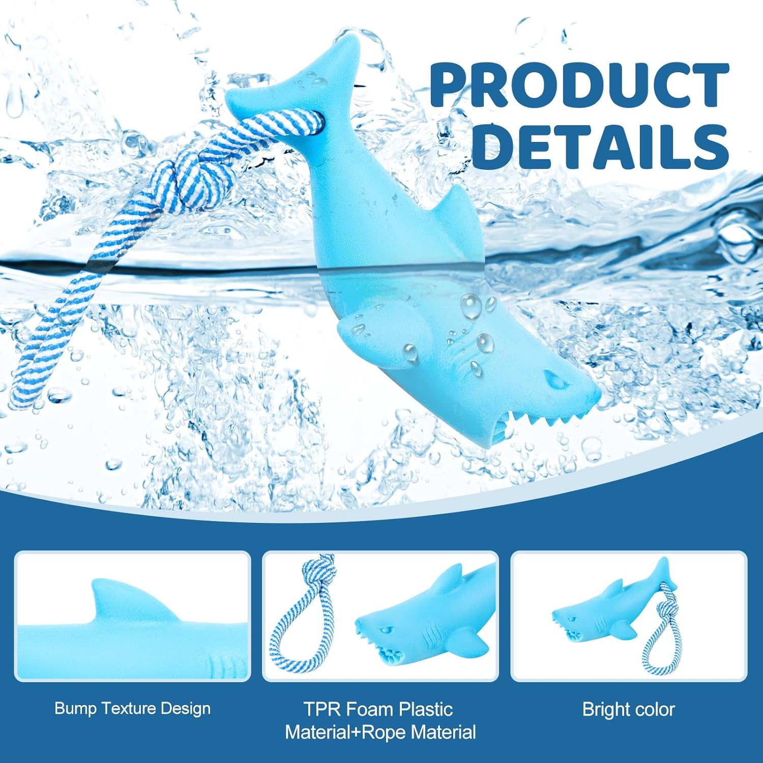 Floating Toy for Aggressive Chewers - Interactive Fetch & Play Dog Beach Toy Set: Shark + Dino image number 6