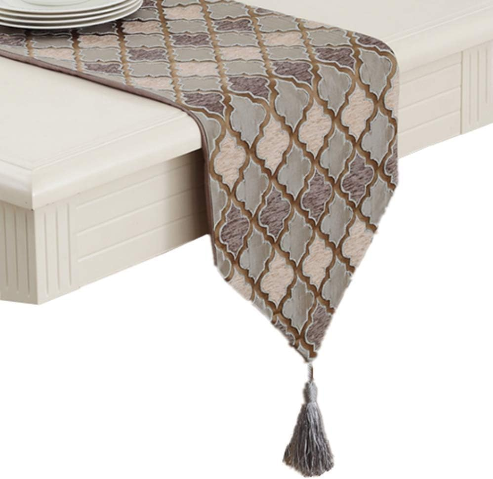 (Red) - (TM 33Cm X 180Cm Table Runner with Diamante Strip and Tassels (Red) - A-Grey image number 2