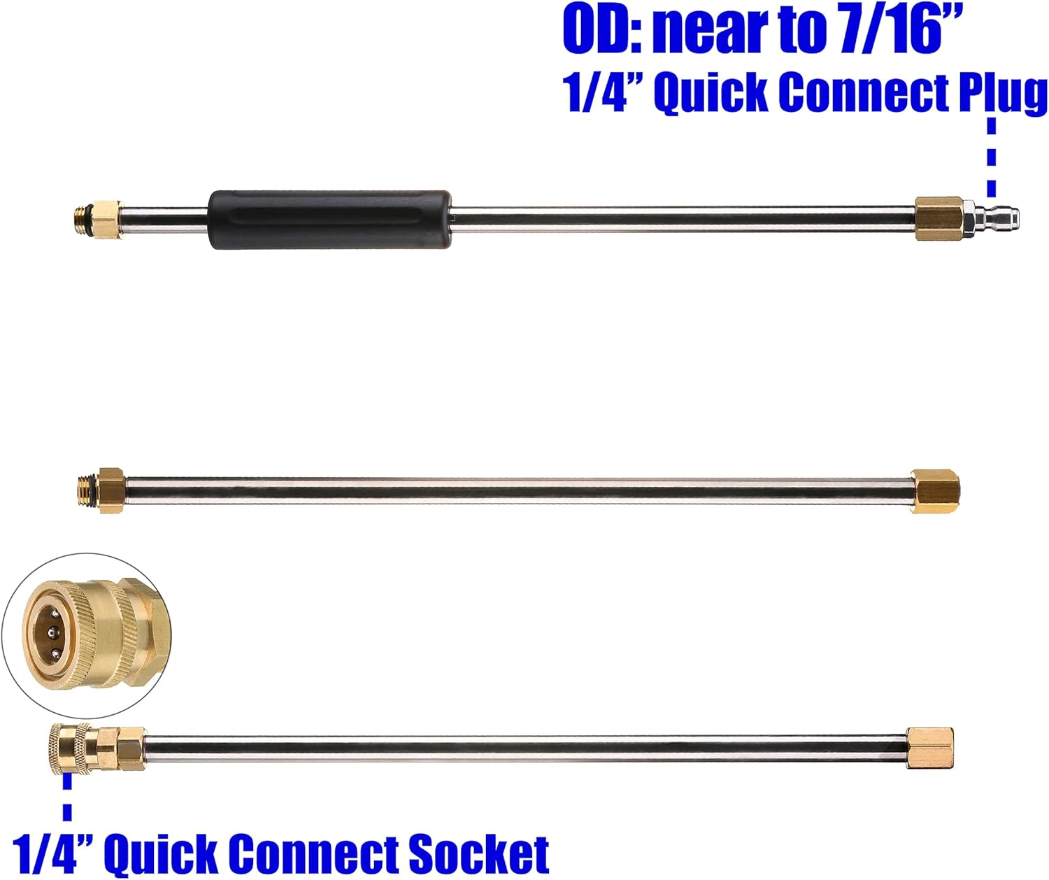 M MINGLE Pressure Washer Wand Extension, Replacement Lance, 7.5-Feet, 1/4 Inch Quick Connect, 4000 PSI