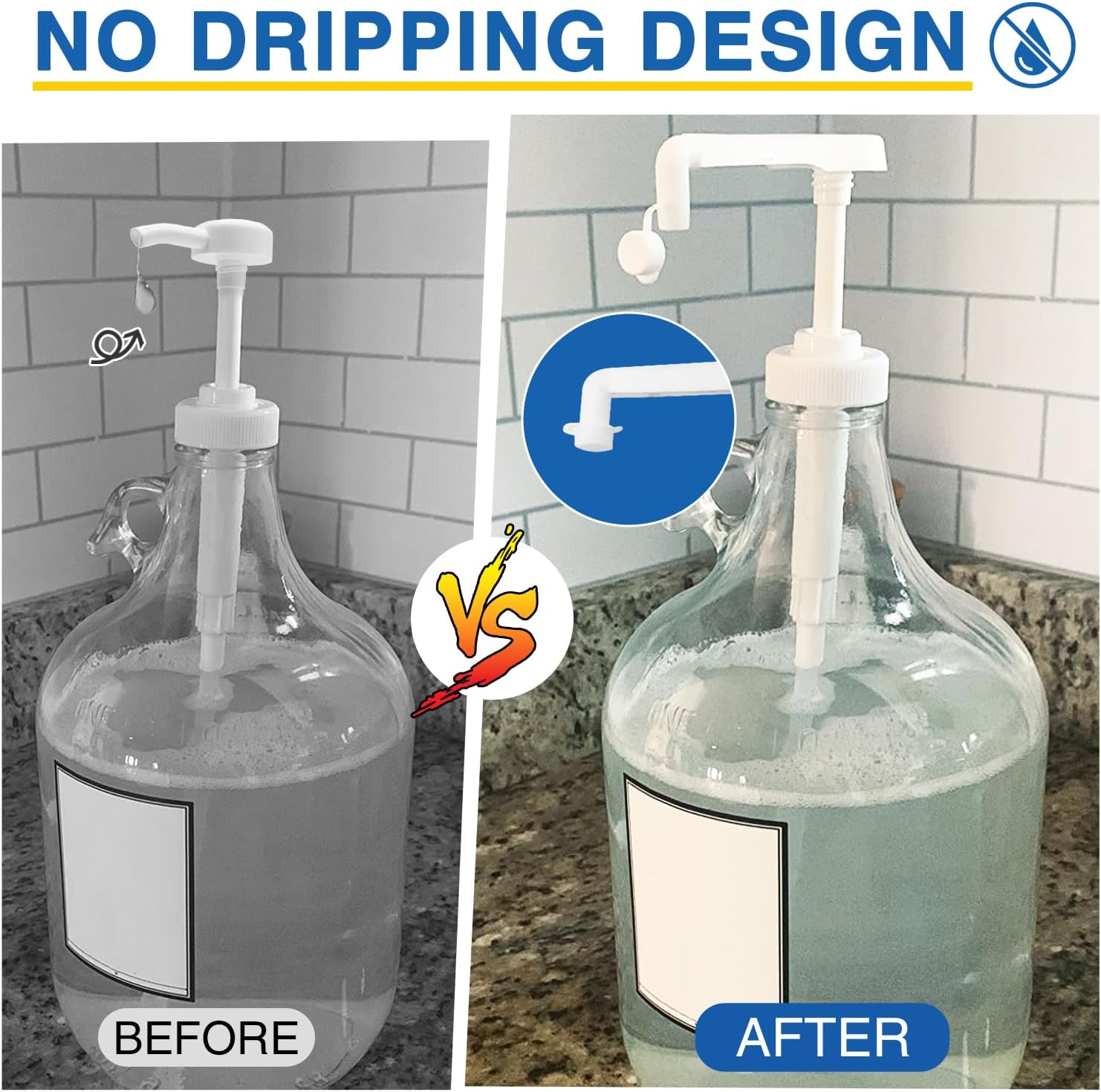 2 Pack Leak Proof Gallon Jug Pump Dispenser, 38-400 Pump for Gallon Jug - Lotion Gallon Shampoo Pump Top Replacement, Fits 1 Gallon Bottle 64Oz 128Oz Shampoo Laundry Containers image number 5