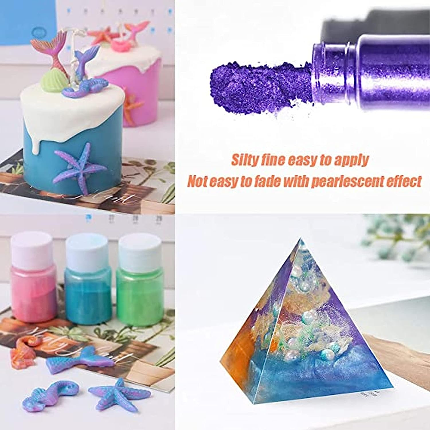 12 Colors Mica Powder,Pigment Powder,For Epoxy Resin Pigments, Candle Making, Soap Making, Lip Gloss,Nail Art, Bath Bombs, DIY Crafts, Polymer Clay, and More image number 5