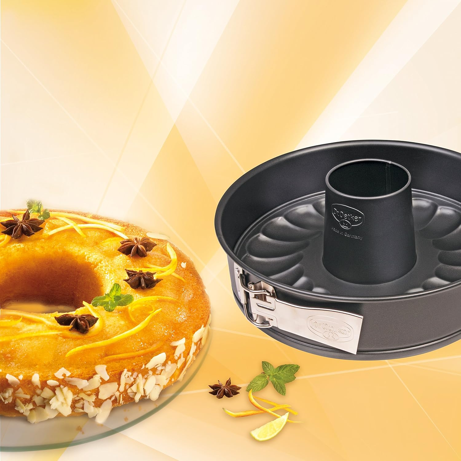 Dr. Oetker Springform Tin with Flat and Tube Base, Diameter 28 Cm, Steel Cake Tin with Non-Stick Coating, Baking Mould Made of Refined Black Sheet, Quantity: 1 image number 2