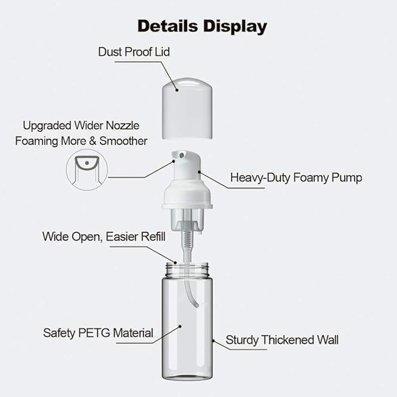 Empty Travel Foaming Pump Bottle, 6Pcs Empty Foaming Pump Bottles Soap Dispensers,Clear Plastic Small Foam Soap Dispenser,Small Foam Dispenser Pump Empty Foaming Pump Bottles,Empty Foam Pump Bottles image number 1