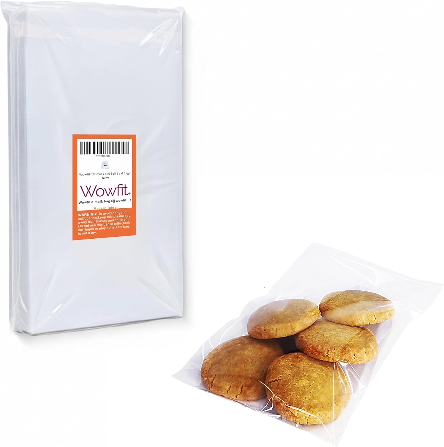 Wowfit 200 Count 6X9 Inches Clear Cellophane Plastic Bags, Resealable Self-Sealing Cello Bags Good for 6X9 Print Photos A7 A8 A9 Cards Envelopes and More